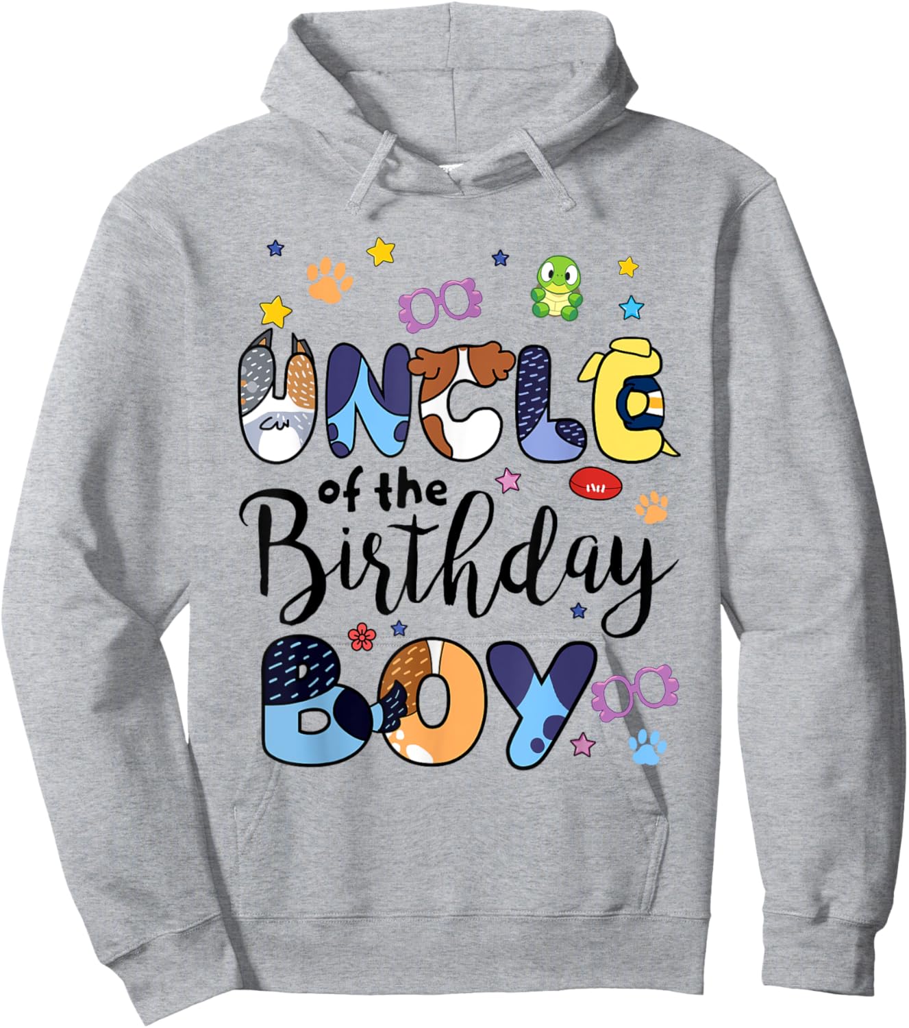 Blue Heeler Dog Uncle Of Birthday Boy Paw Family Matching Hoodie - Hoodie | Ash