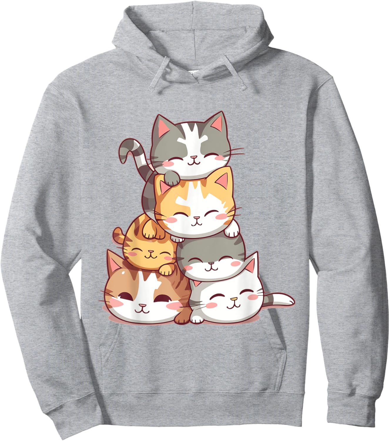 Cat Cute Kitty Pile Cats Anime Kawaii Neko Women Girls Hoodie - Hoodie | Ash