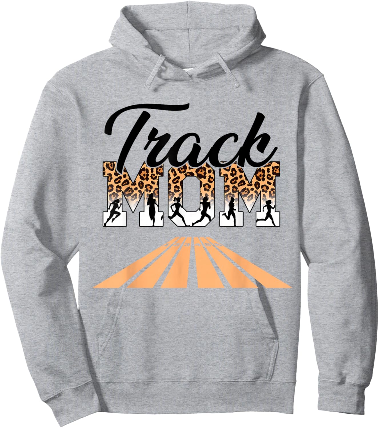 Leopard Messy Bun Track Funny Field Mom Mother's Day Running Hoodie - Hoodie | Ash