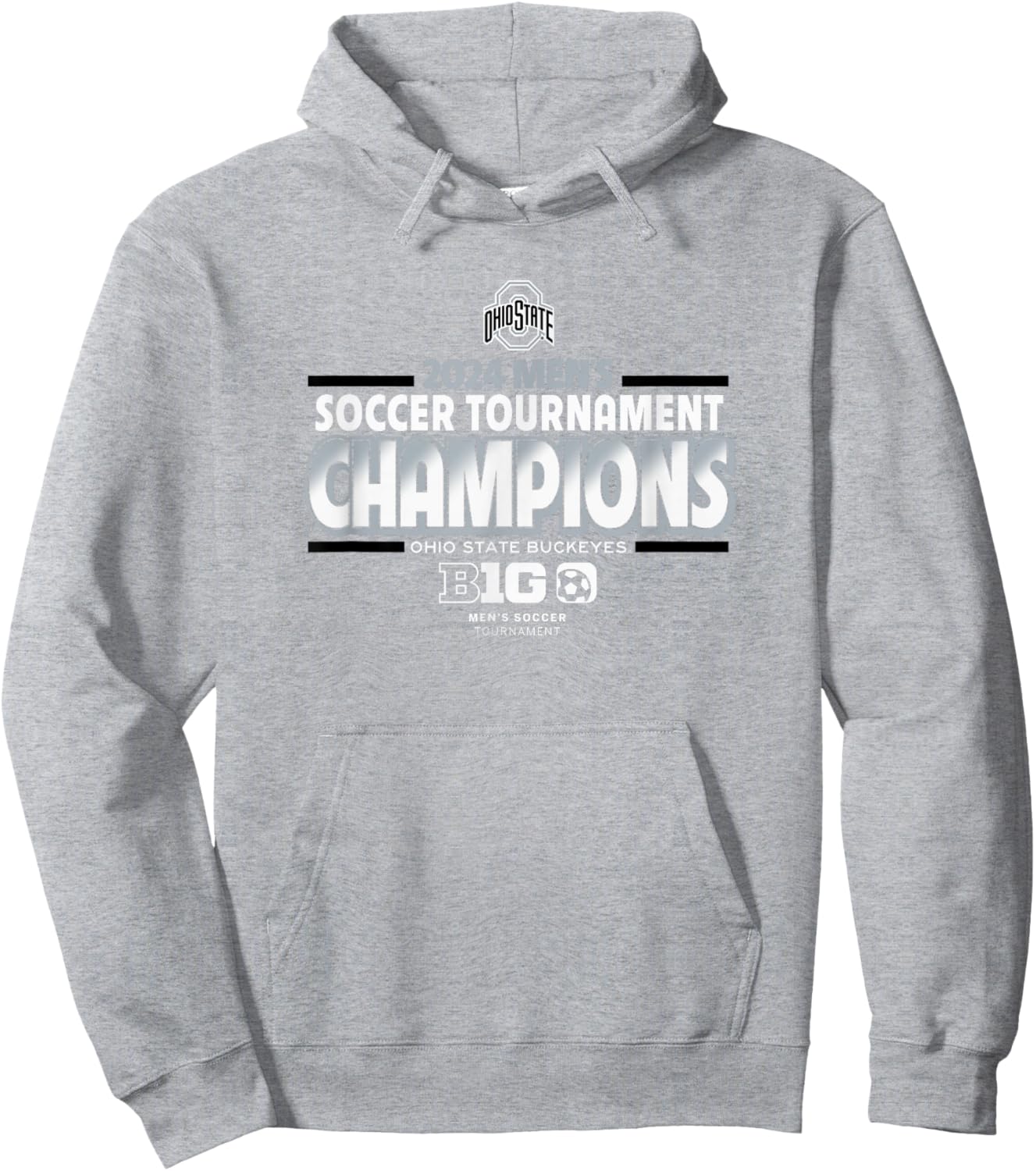 Ohio State Buckeyes Big Ten Champs 2024 Men's Soccer Red Hoodie - Hoodie | Ash