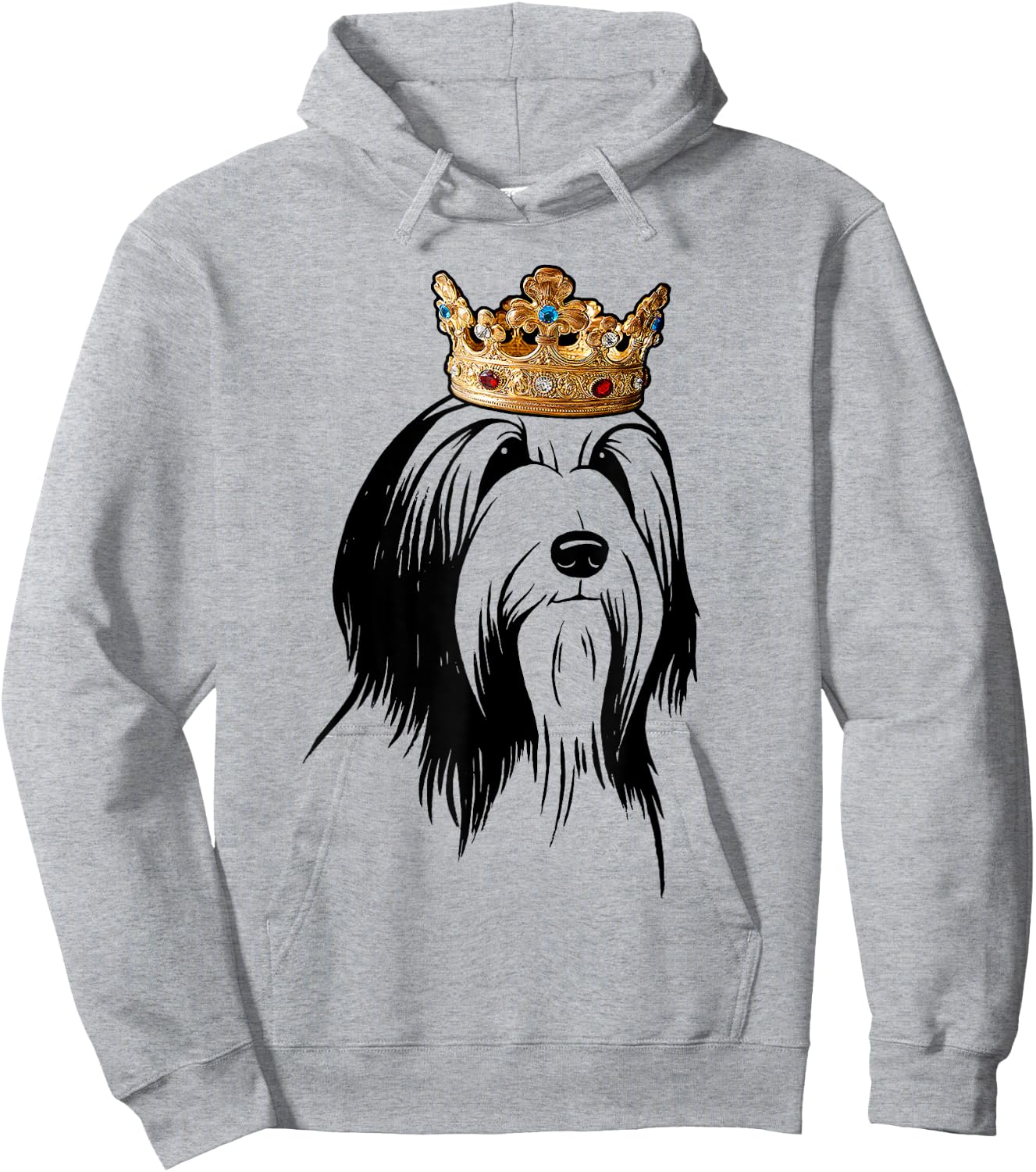 Bearded Collie Dog Wearing Crown Hoodie - Hoodie | Ash