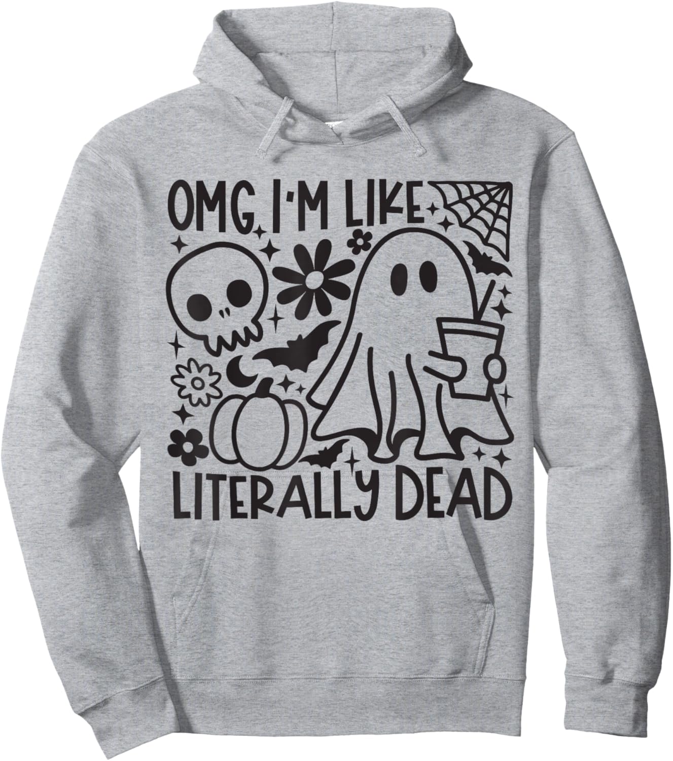 Omg I'M Like Literally Dead Coffee Halloween Ghost Coffee Hoodie - Hoodie | Ash
