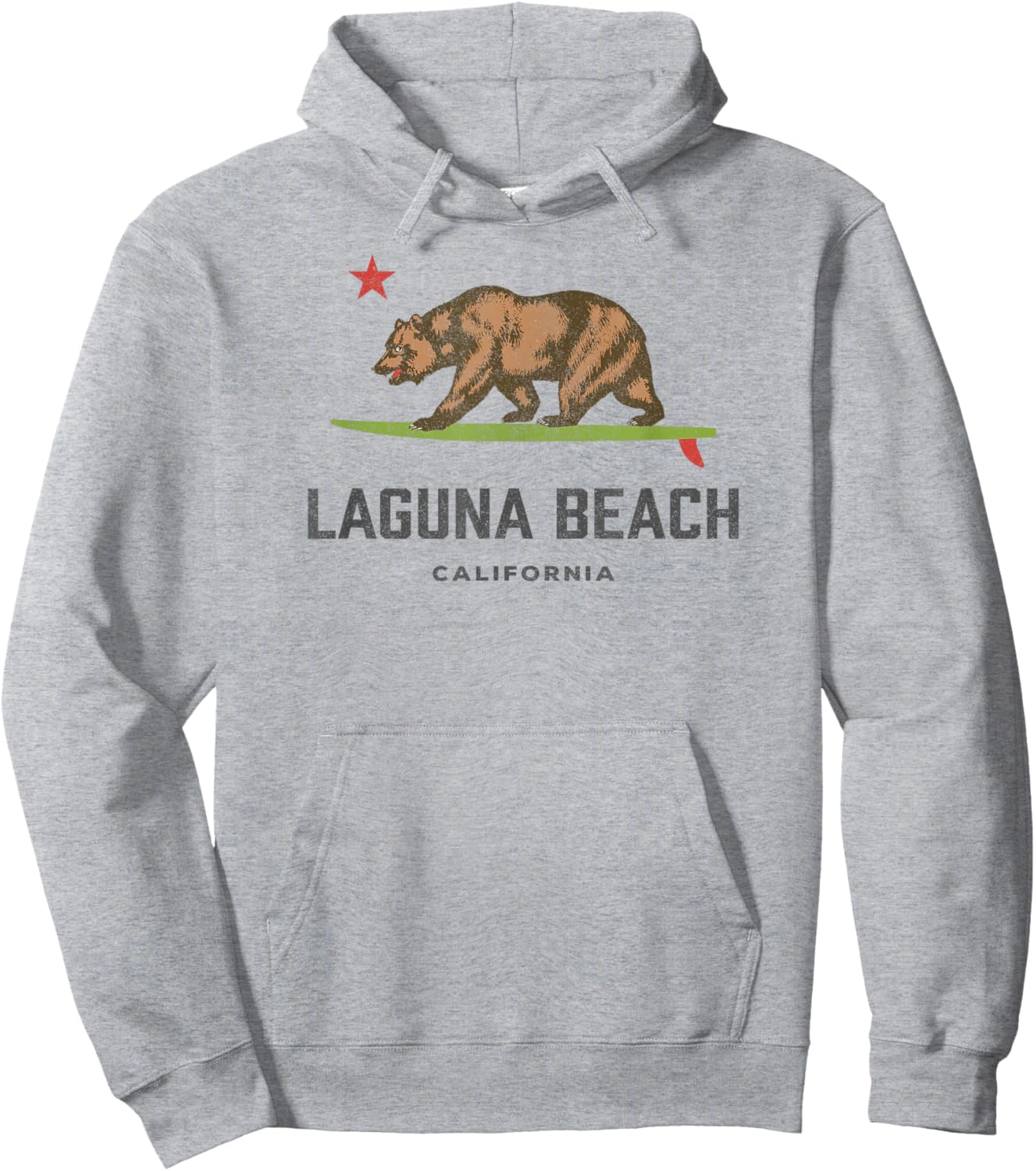 Vintage Laguna Beach California Bear Surfing Souvenir Hoodie - Hoodie | Ash