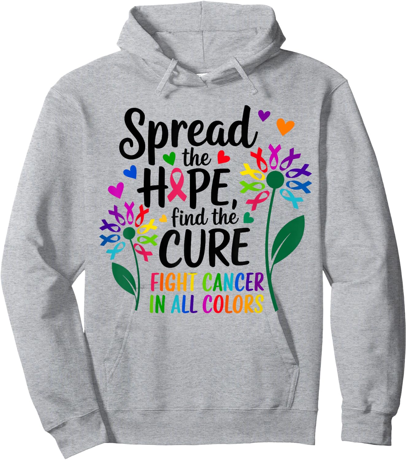Fight cancer in all and every color ribbons flower heart Hoodie - Hoodie | Ash