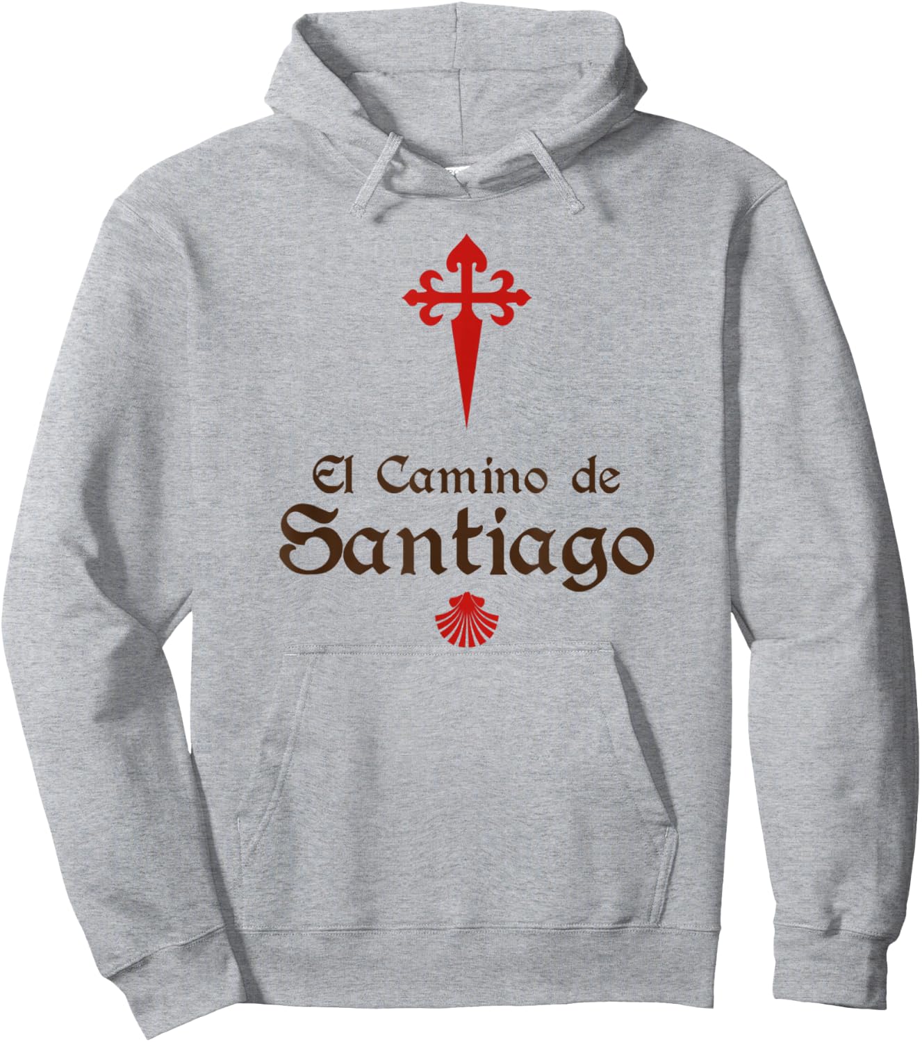 El Camino De Santiago ~ Saint James Cross ~ Scallop Shell Hoodie - Hoodie | Ash