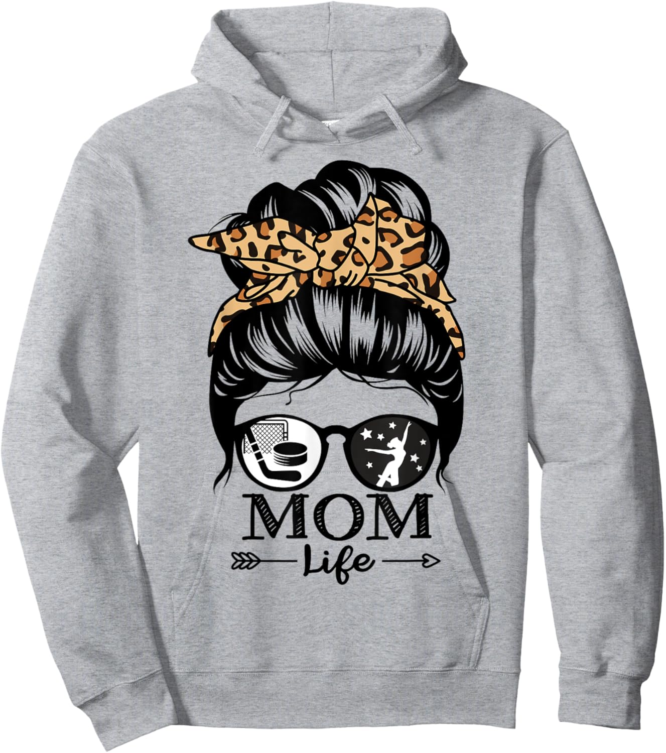 Mom Life Messy Bun Hair Funny Hockey Dance Mom Hoodie - Hoodie | Ash