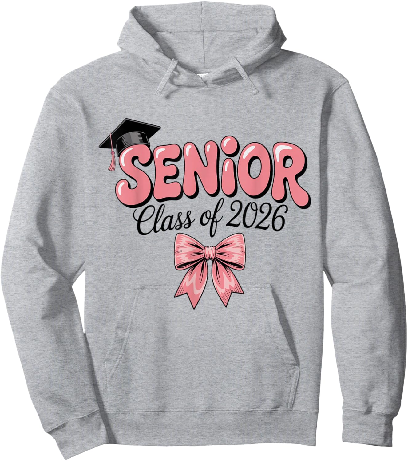 Senior Class of 2026 Pink Coquette Bow Graduation 2026 Hoodie - Hoodie | Ash