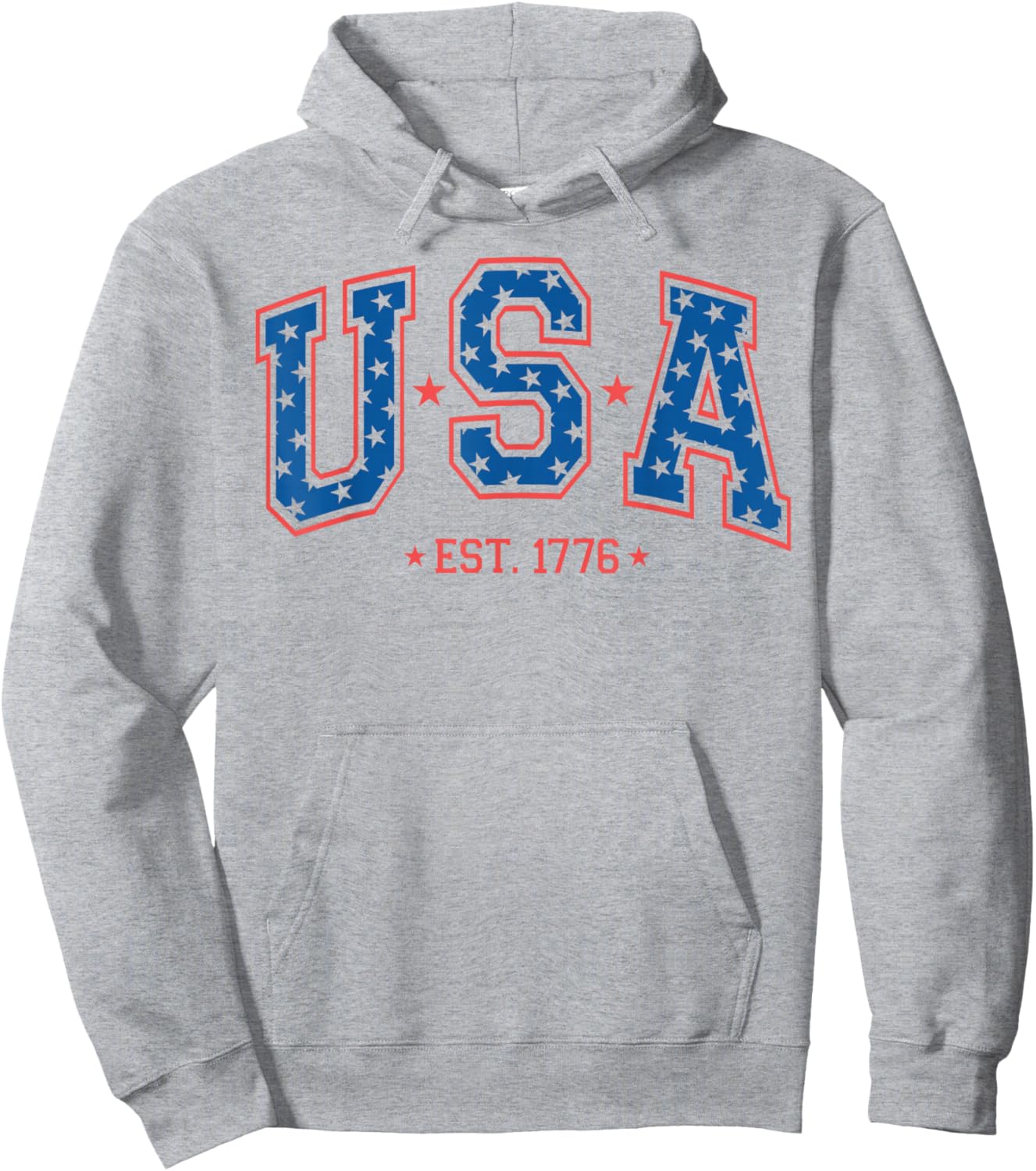 USA Est. 1776 4th of July Patriotic US American Flag Hoodie - Hoodie | Ash