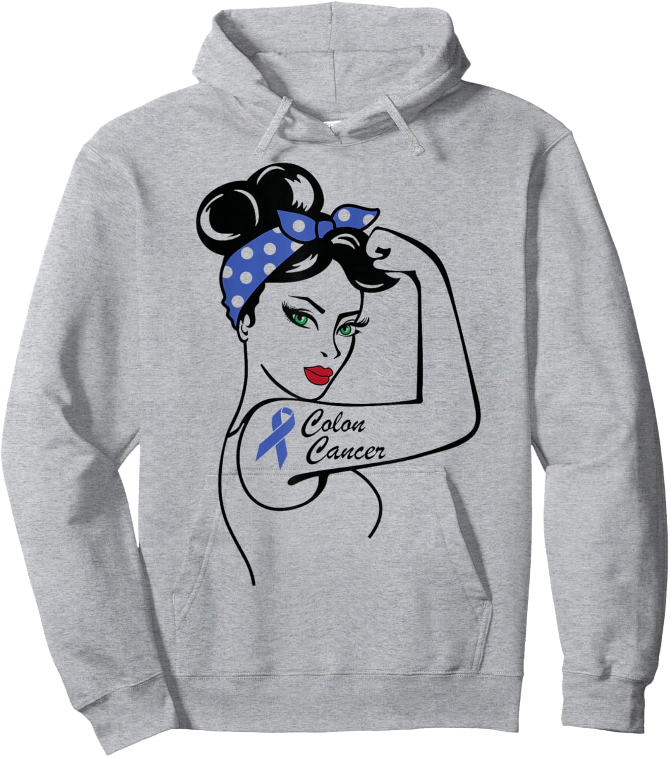 Colon Cancer Awareness Warrior Blue Ribbon Colorectal Hoodie - Hoodie | Ash