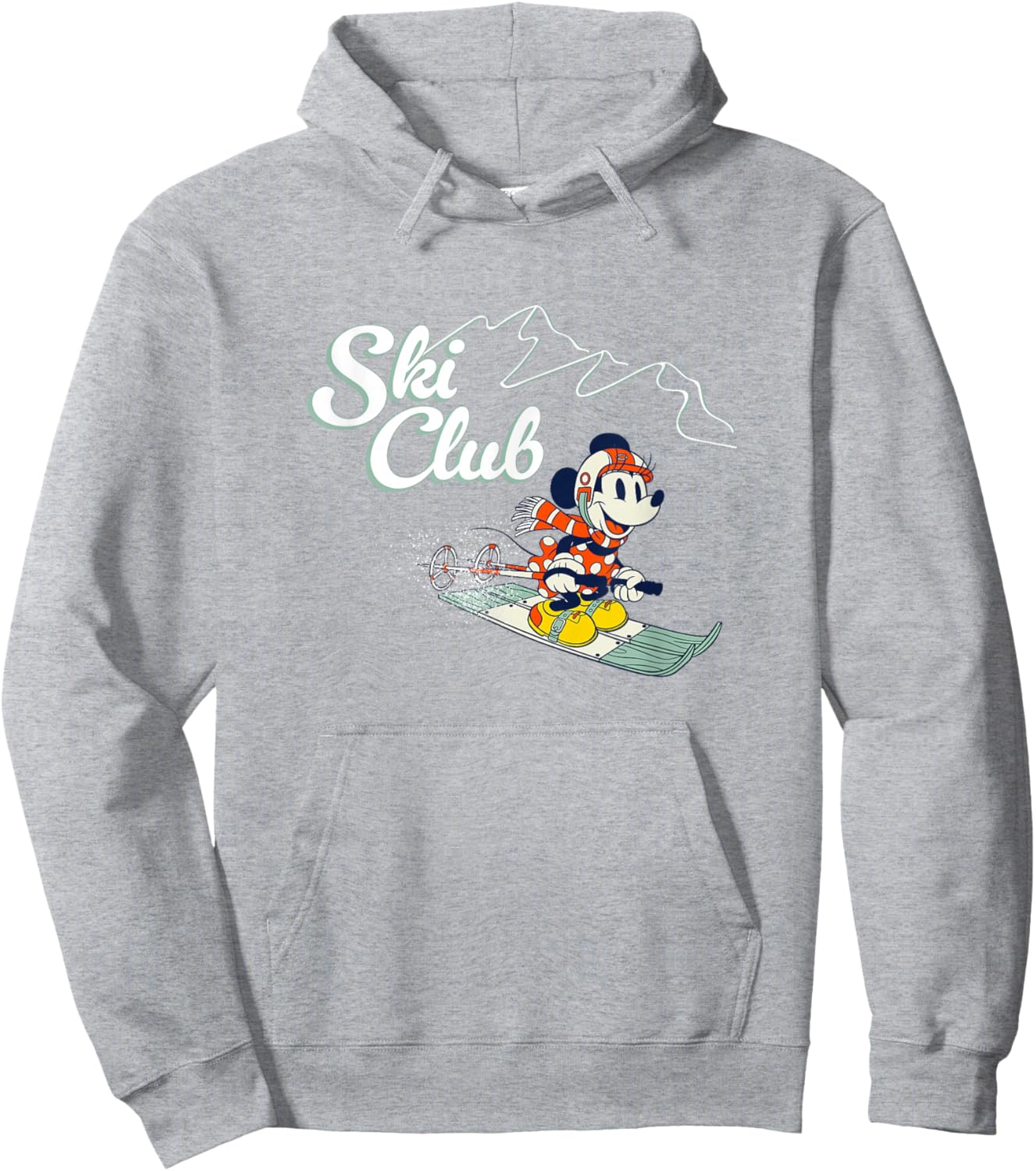 Disney Minnie Mouse Vintage Christmas Ski Club Holiday Fun Hoodie - Hoodie | Ash