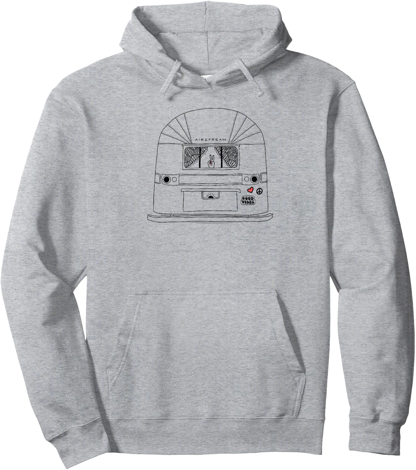 Retro 60s Airstream Hippie Peace Wanderlust Travel Hoodie - Hoodie | Ash