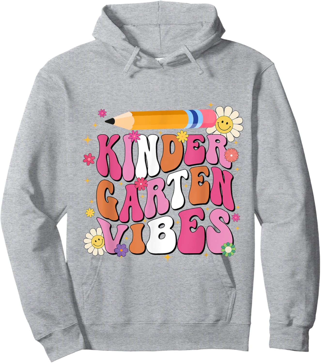 Groovy First Day Of School Kindergarten Vibes Back to School Hoodie - Hoodie | Ash