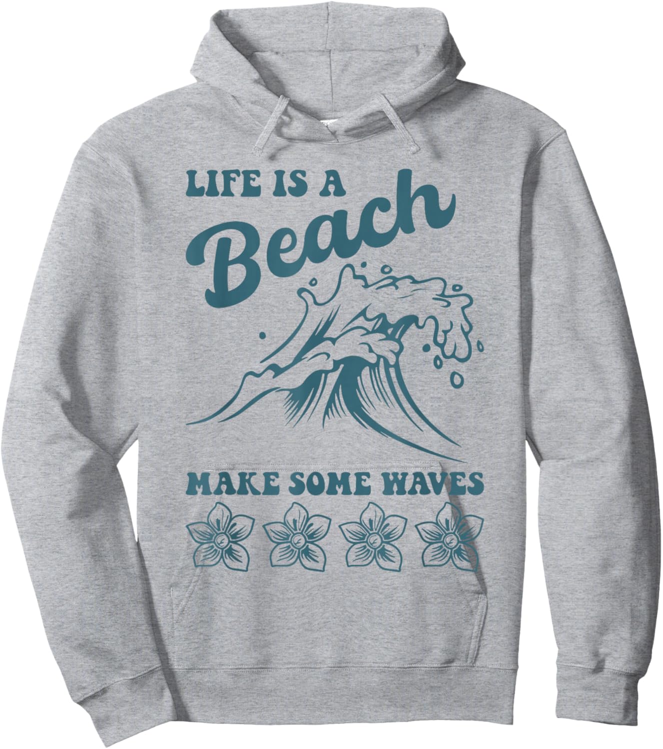 Funny Life is a Beach Make Some Waves Shirt Retro Summer Men Women Girls Kids Hoodie - Hoodie | Ash