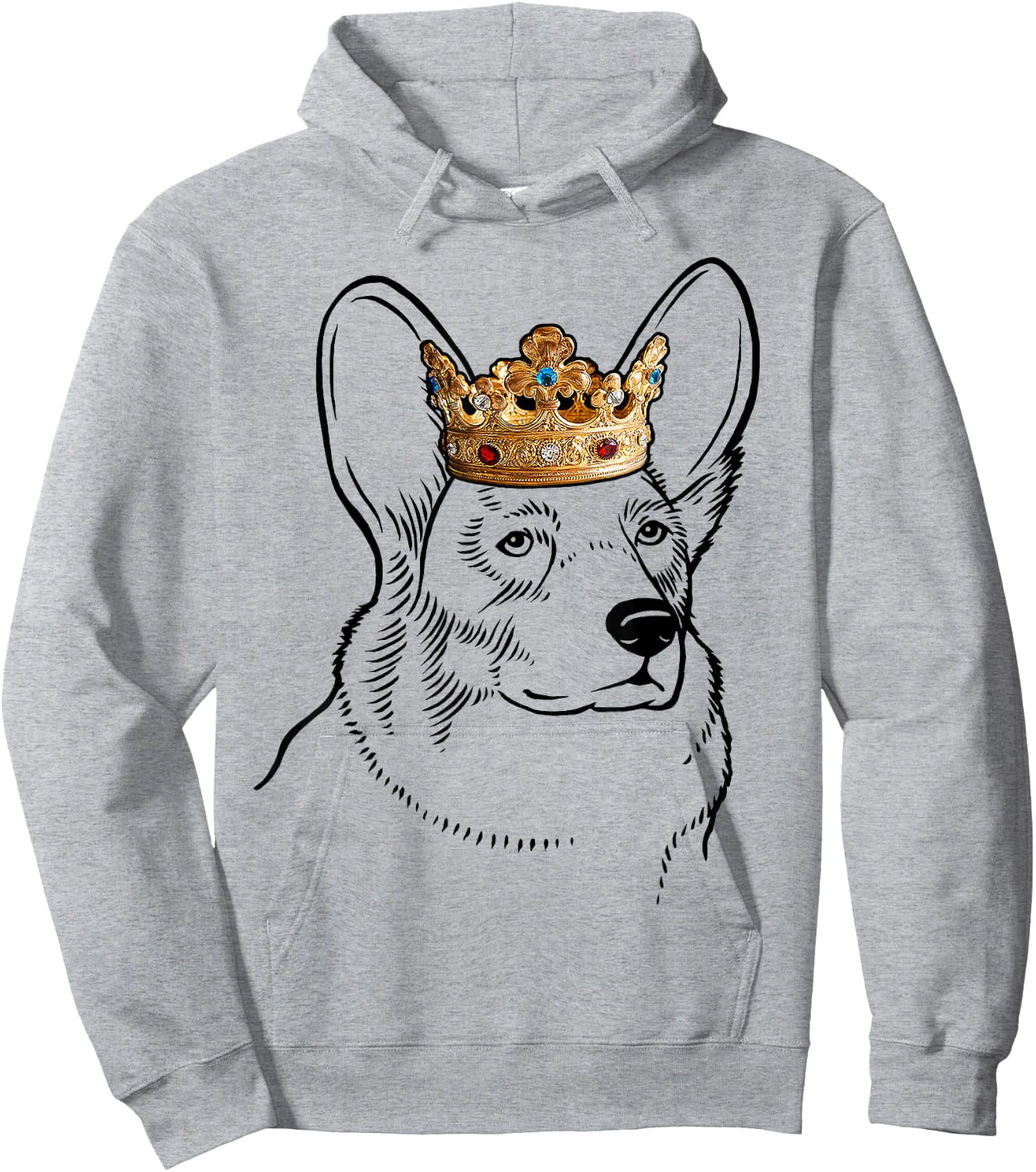 Cardigan Welsh Corgi Dog Wearing Crown Women Kids Hoodie - Hoodie | Ash