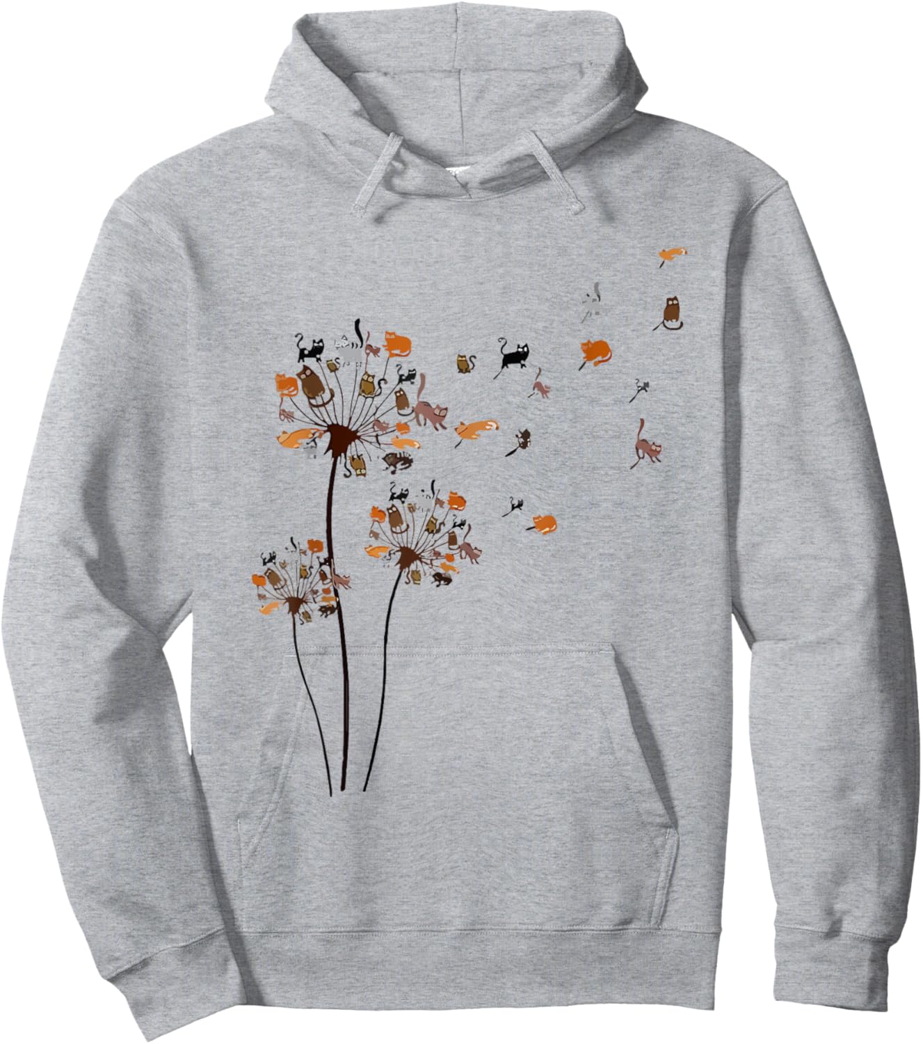 Cute Dandelion Cats Flower Colorful Pet Cat Funny Cat Mom Women Hoodie - Hoodie | Ash