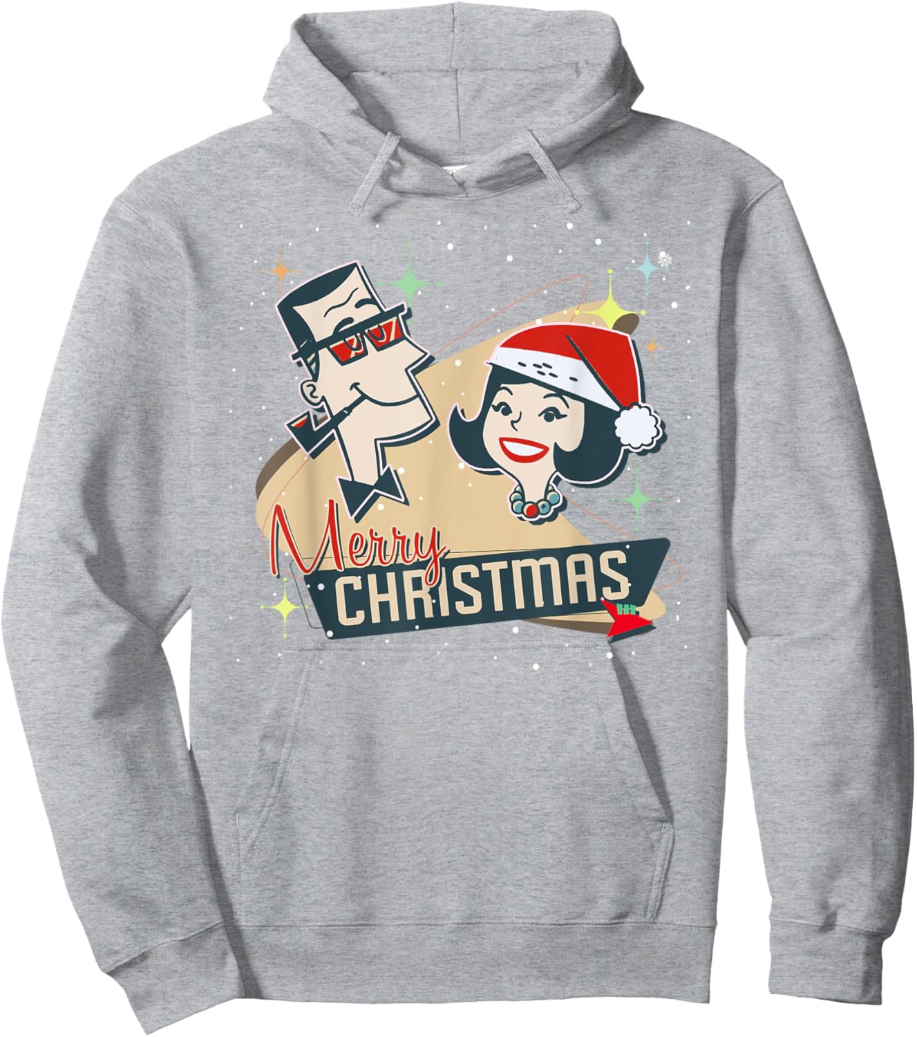 Retro Couple a Vintage Holiday and Mid-Century Christmas Hoodie - Hoodie | Ash