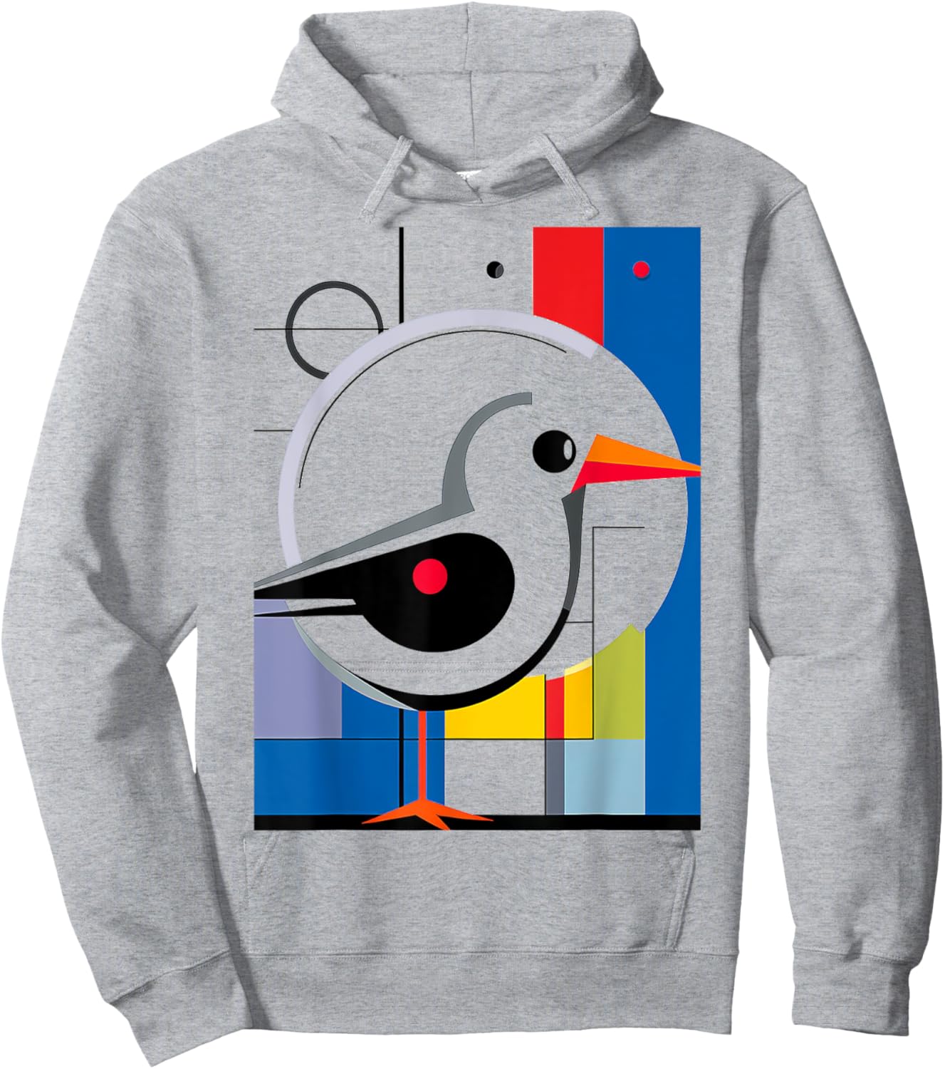 Bird Geoemtric Abstract Animal Art Colorful Graphic Bird Hoodie - Hoodie | Ash