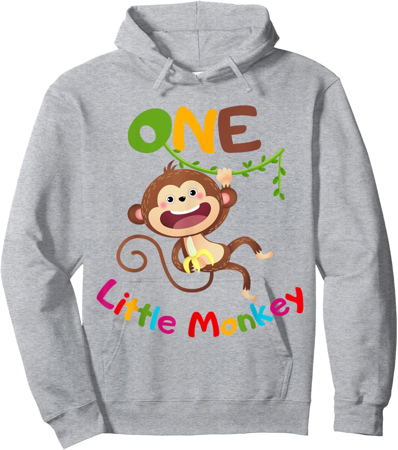 ONE Little Monkey Jungle Monkey Theme 1st Birthday Party Hoodie - Hoodie | Ash