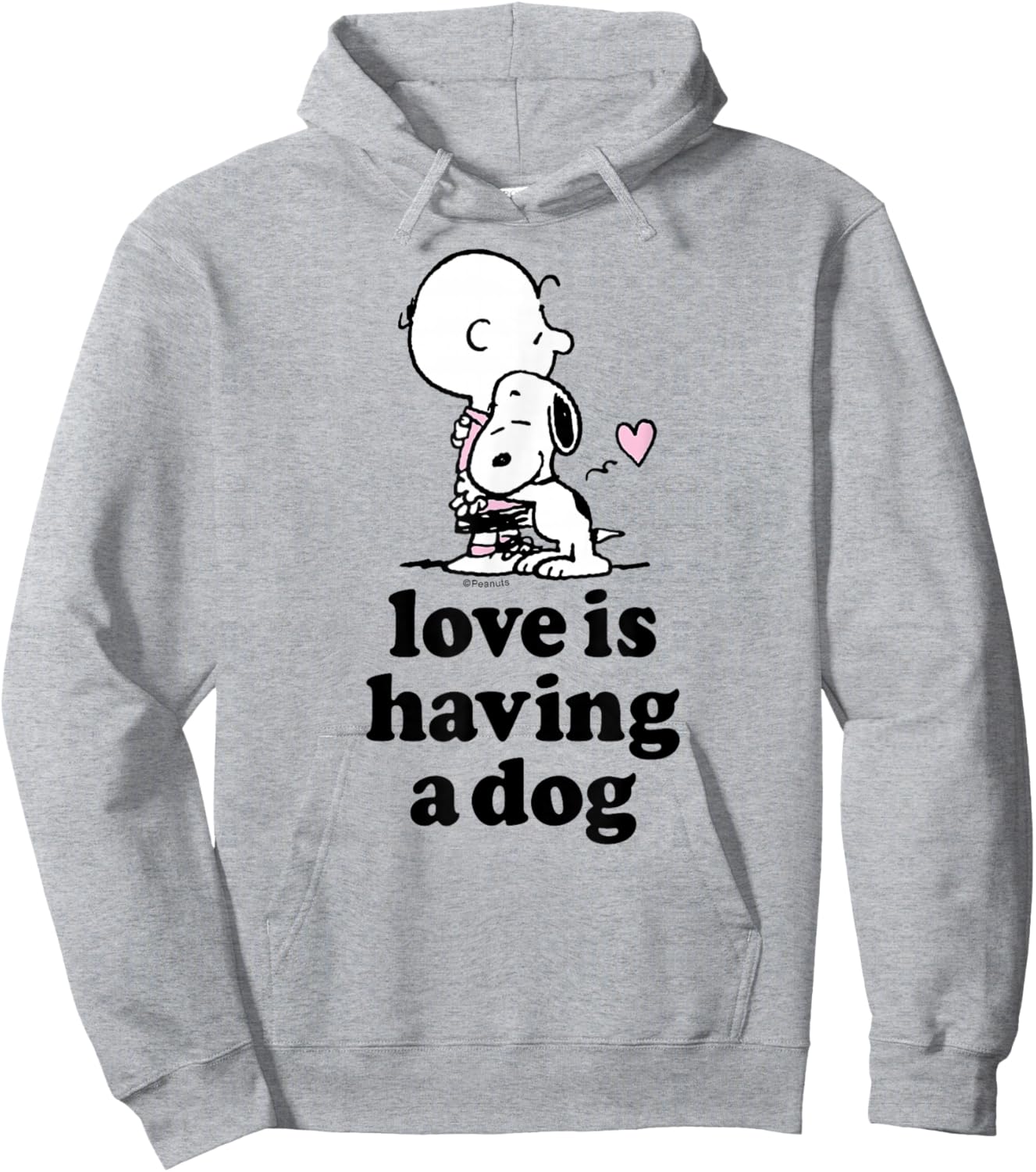 Peanuts - Snoopy Charlie Brown Hugging Love is Having A Dog Hoodie - Hoodie | Ash