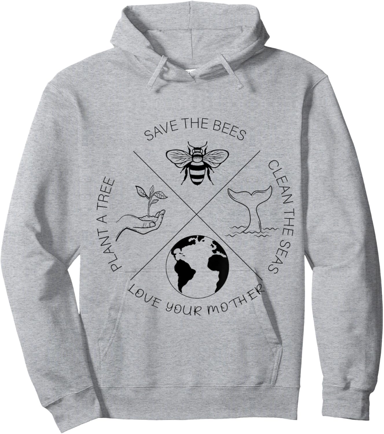 Earth Day Save The Bees Plant More Trees Clean The Seas Hoodie - Hoodie | Ash