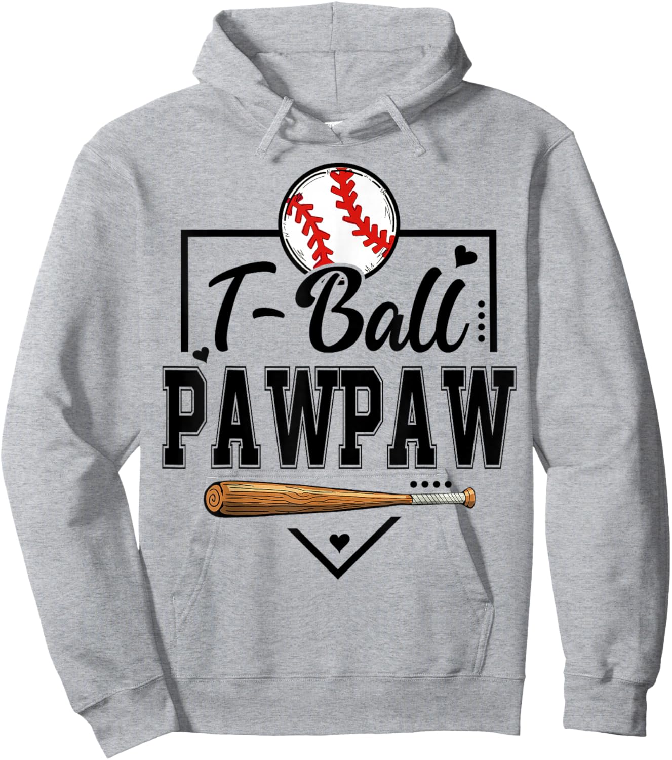 T-Ball Pawpaw Heart Funny Ball Pawpaw Hoodie - Hoodie | Ash