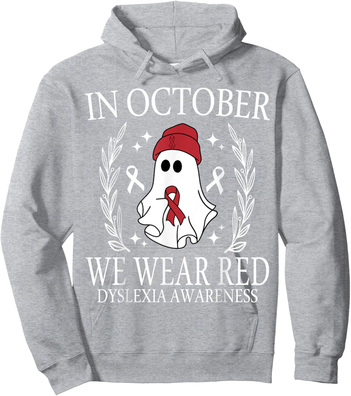 In October We Wear Red Dyslexia Awareness Student Teacher Hoodie - Hoodie | Ash