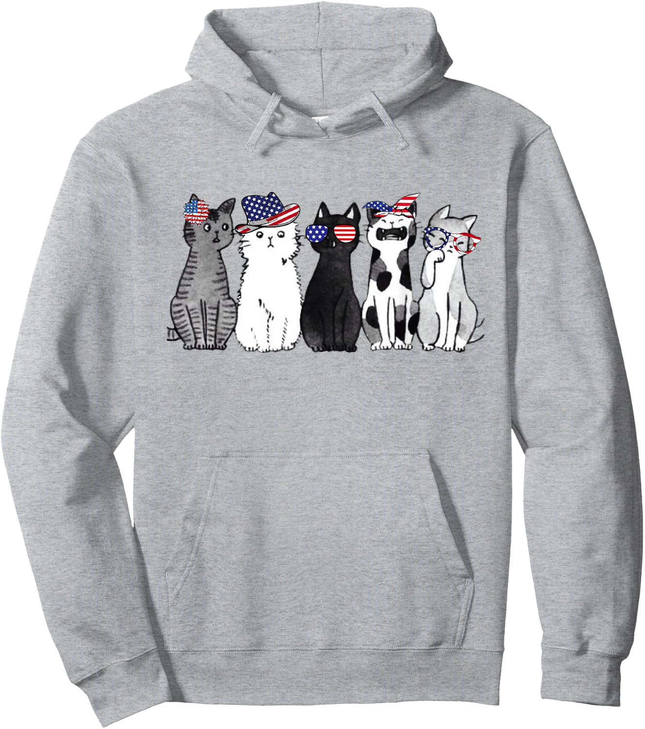 cat lover July 4th Forth of July funny cats American Flag Hoodie - Hoodie | Ash