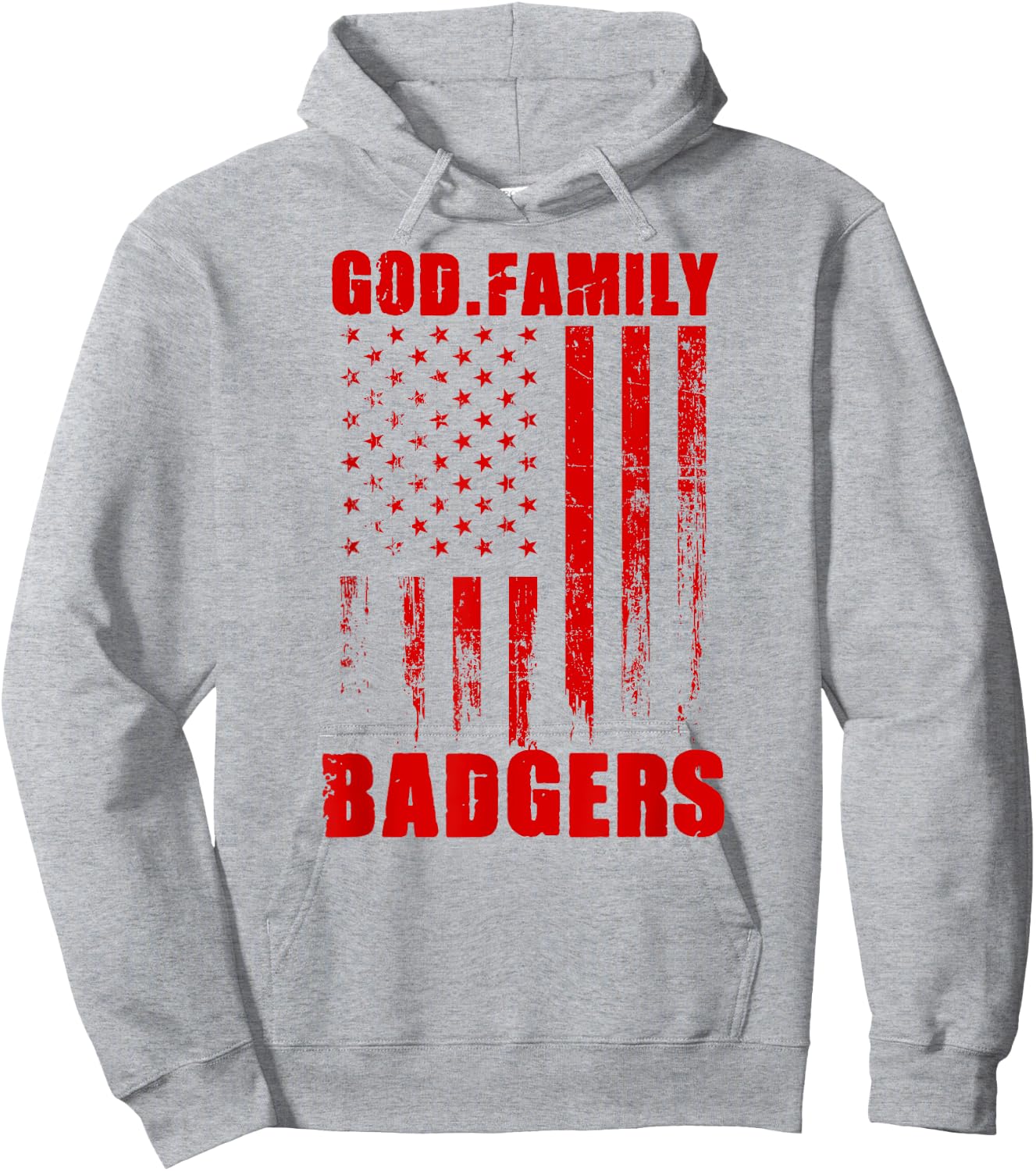 Arkadelphia Badgers God. Family. Vintage USA Flag Hoodie - Hoodie | Ash