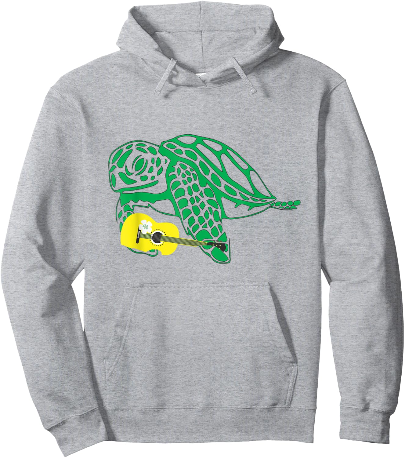 Sea Turtle Playing the Ukulele Guitar Hawaii Florida Aloha Hoodie - Hoodie | Ash