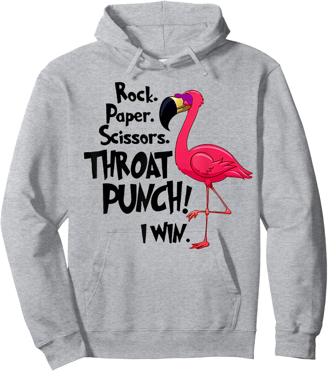 Rock Paper Scissors Throat Punch I Win Flamingo Hoodie - Hoodie | Ash