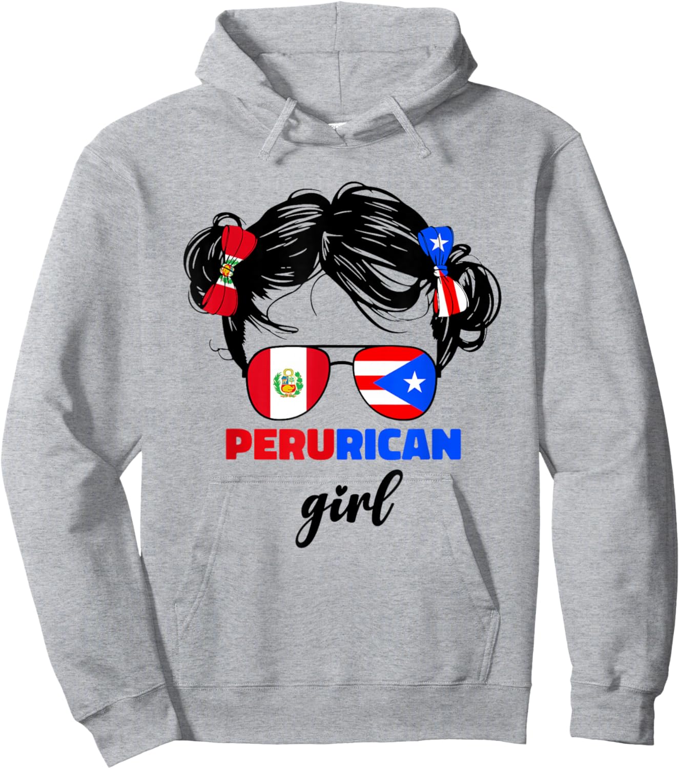 Half Peruvian And Puerto Rican Rico Peru Flag Girls Kids Mix Hoodie - Hoodie | Ash