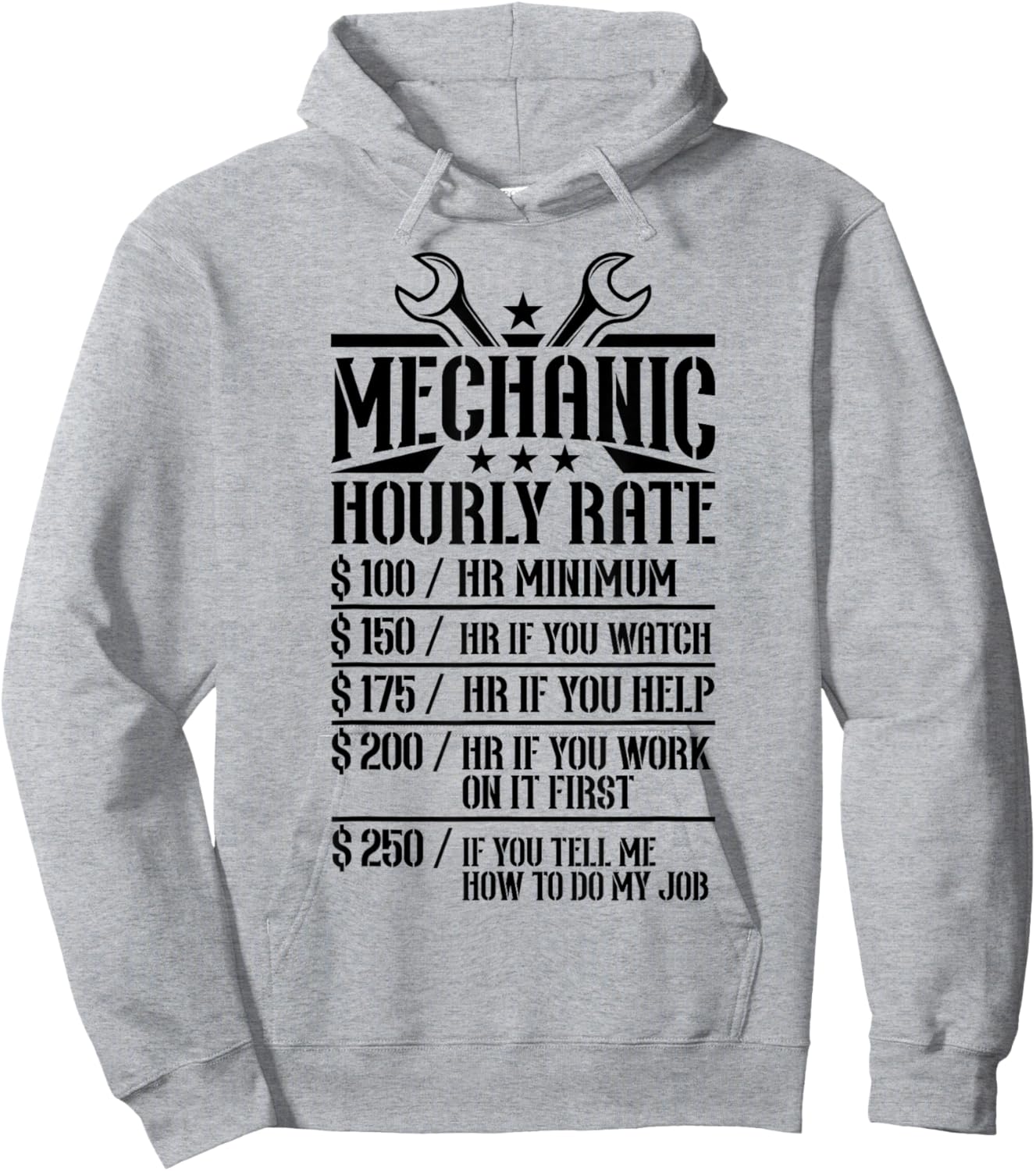 Funny Mechanic Hourly Rate Labor Rates Gift Hoodie - Hoodie | Ash