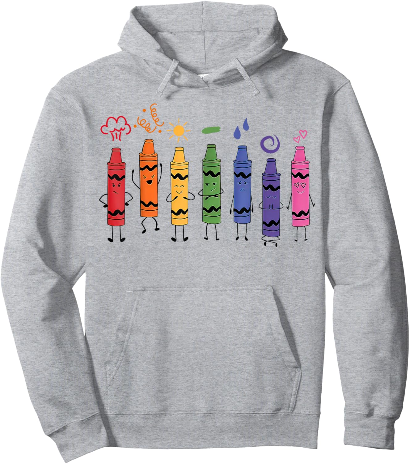 Mood Color Crayons Teacher Hoodie - Hoodie | Ash