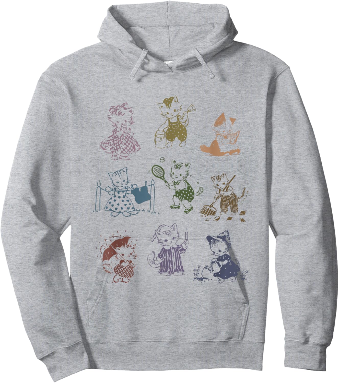 Vintage 90s Tattoo Cat Retro Kitten Cute Cat Lovers Cat Mom Hoodie - Hoodie | Ash
