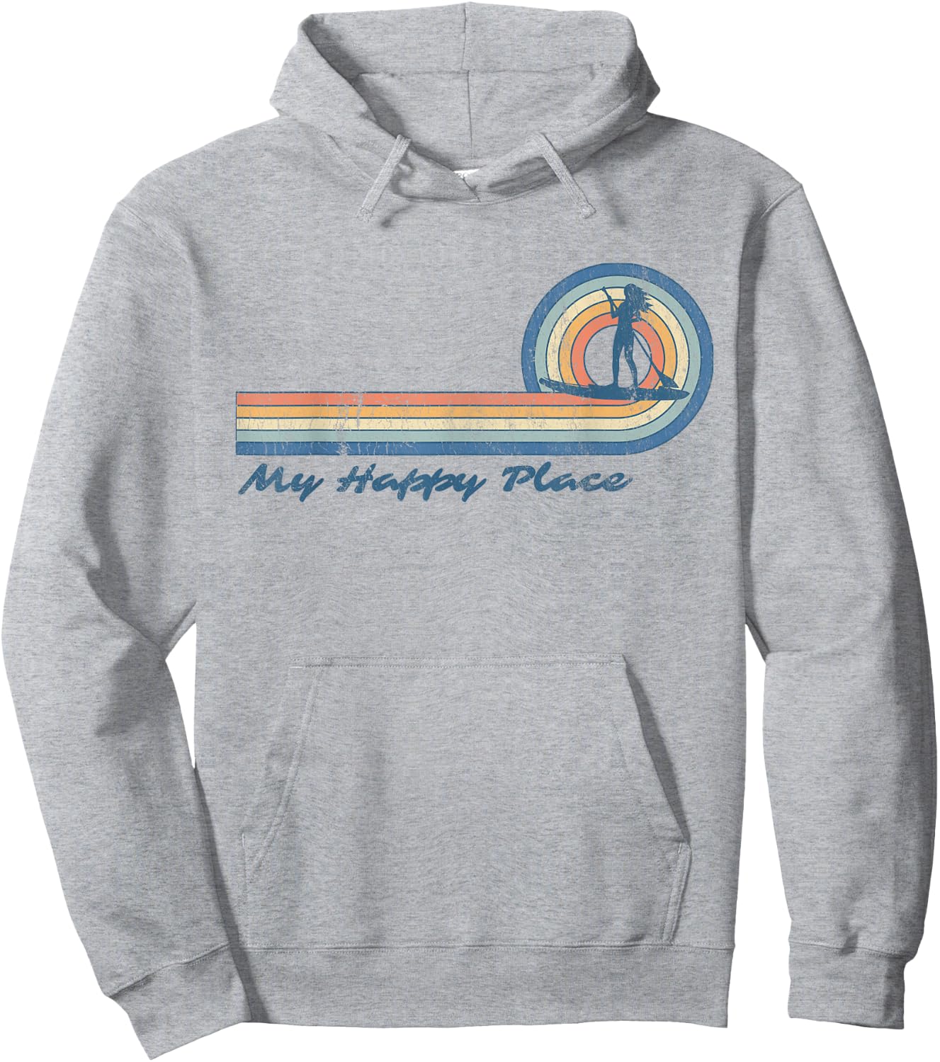 Paddleboard SUP Girl My Happy Place Stand Up Paddle Board Hoodie - Hoodie | Ash