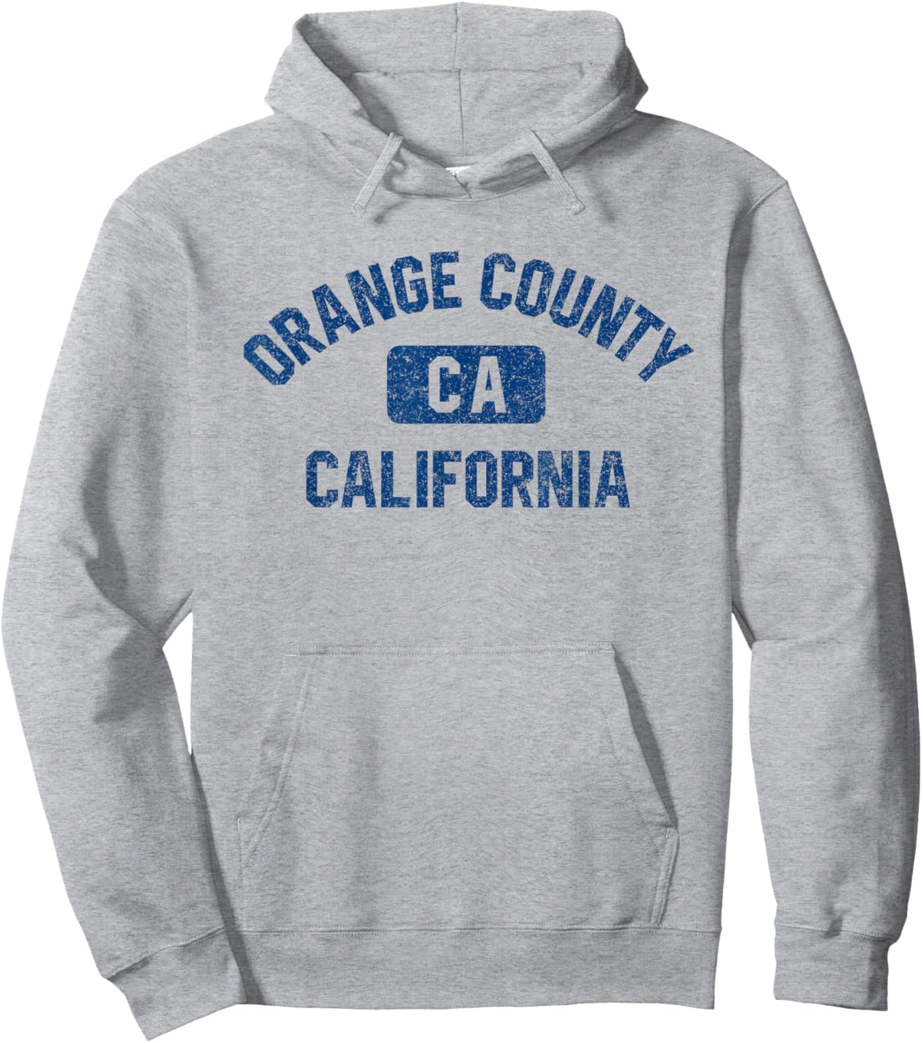 Orange County California Gym Style Distress Dark Blue Print Hoodie - Hoodie | Ash