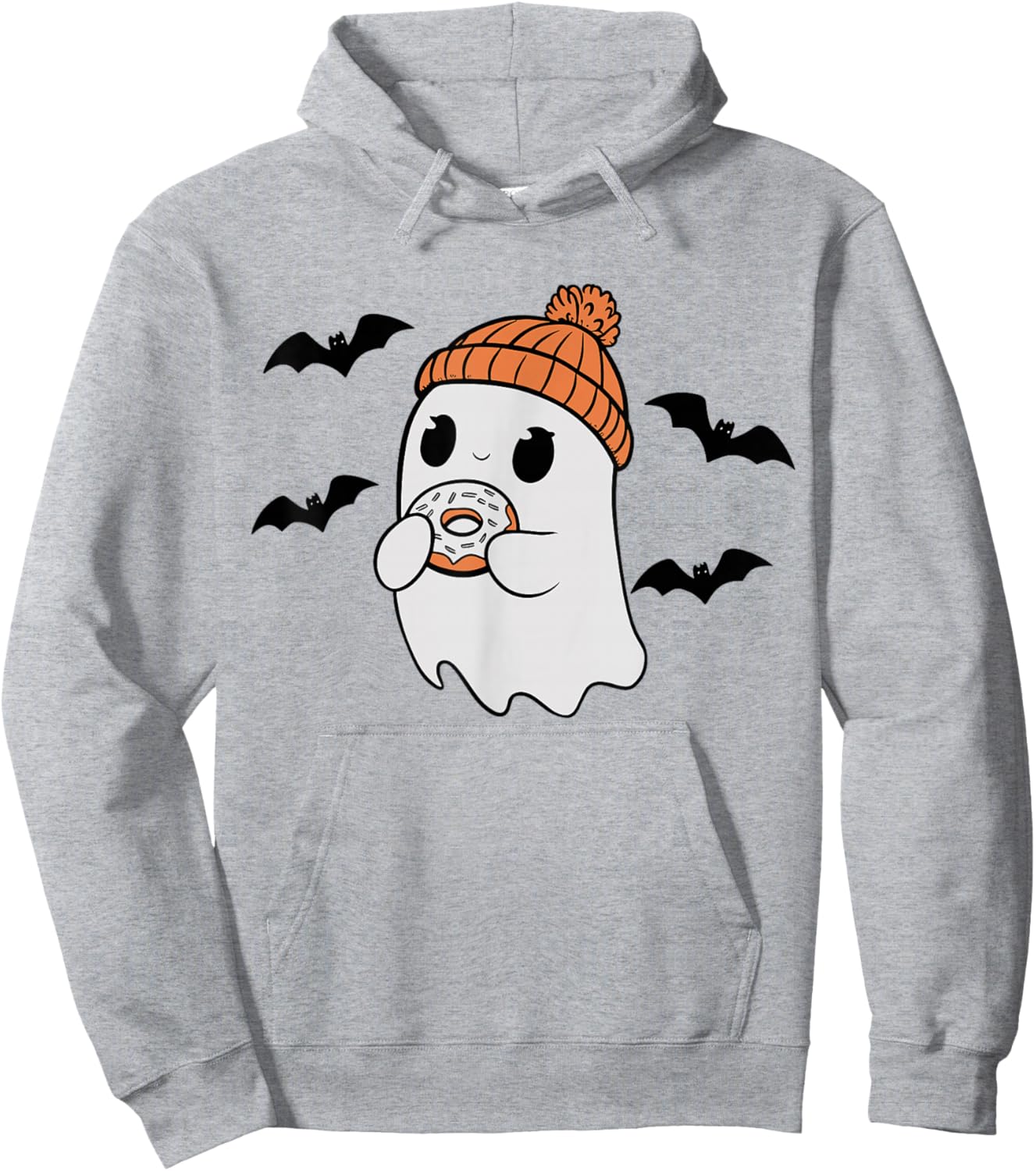 Cute Ghost Eating Donut Lovers Spooky Halloween Food Costume Hoodie - Hoodie | Ash