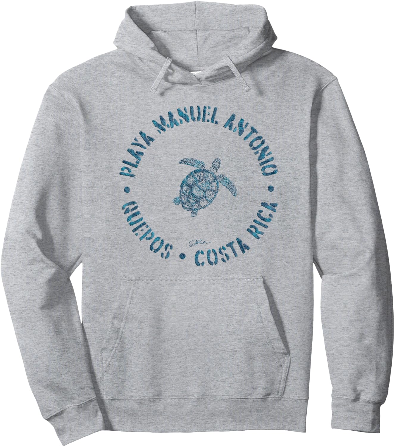 JCombs: Playa Manuel Antonio Sea Turtle (Distressed) Hoodie - Hoodie | Ash