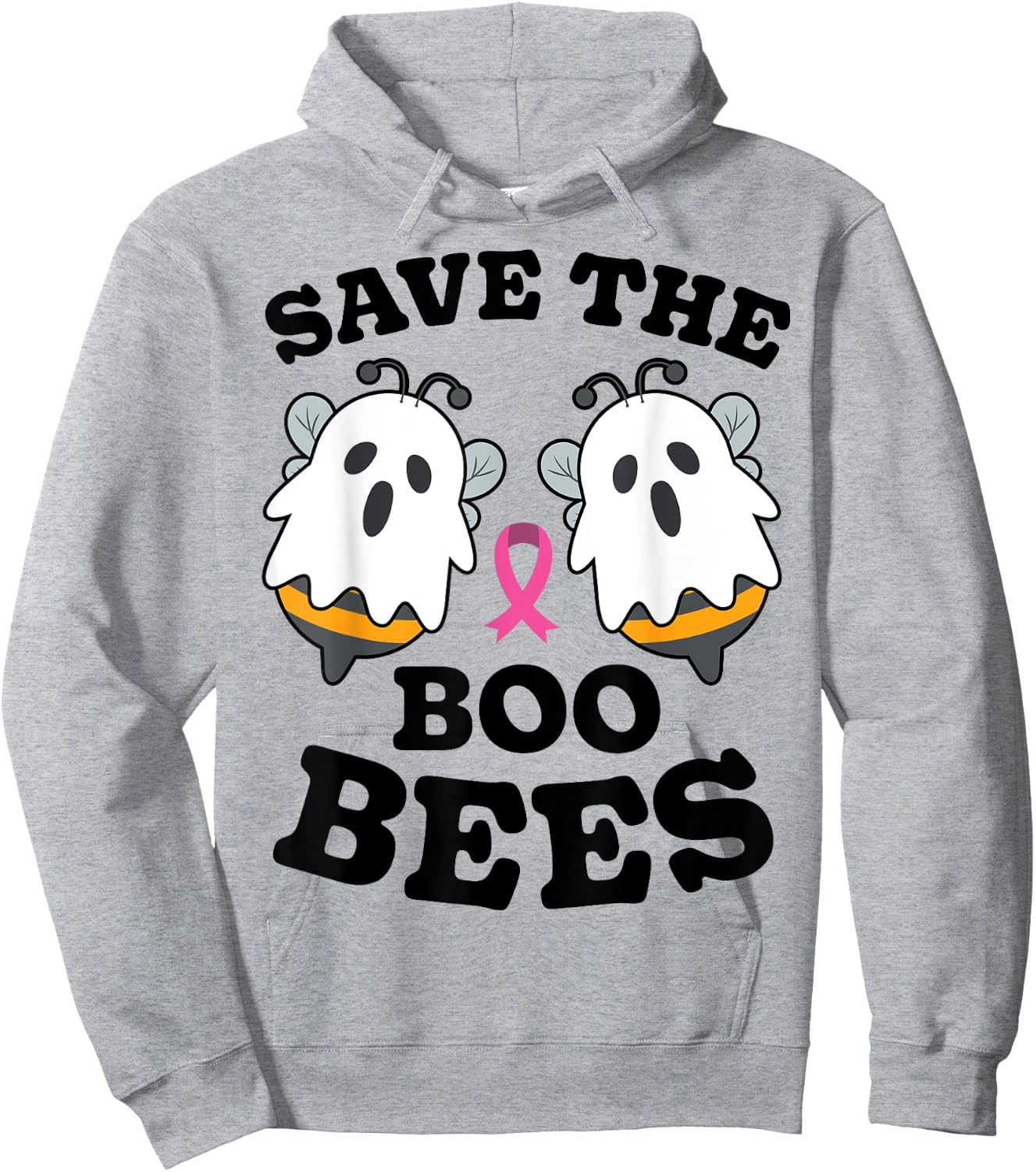 Save The Boo Bees Funny Breast Cancer Awareness Halloween Hoodie - Hoodie | Ash