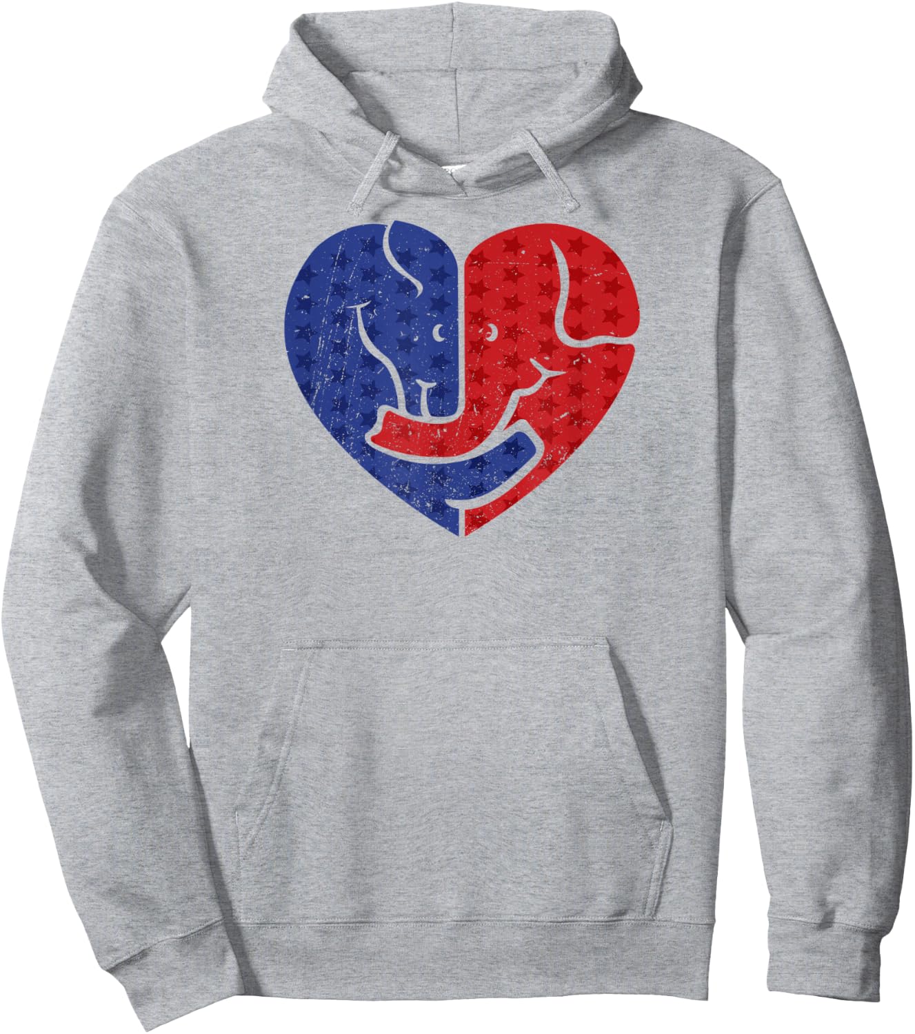 Democratic Donkey and Republican Elephant Love Heart Hoodie - Hoodie | Ash