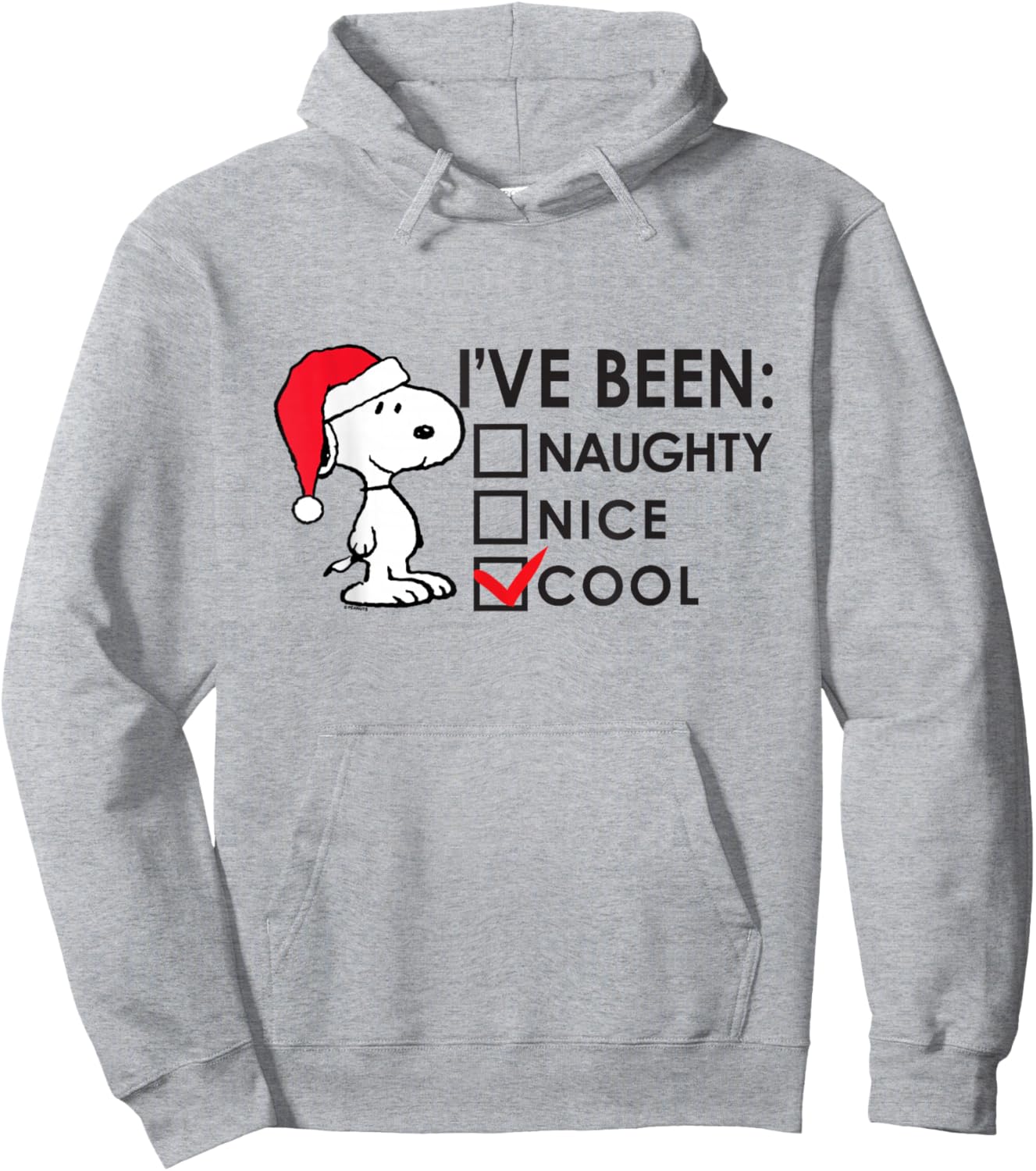 Peanuts - Snoopy Naughty Nice Cool Christmas Hoodie - Hoodie | Ash
