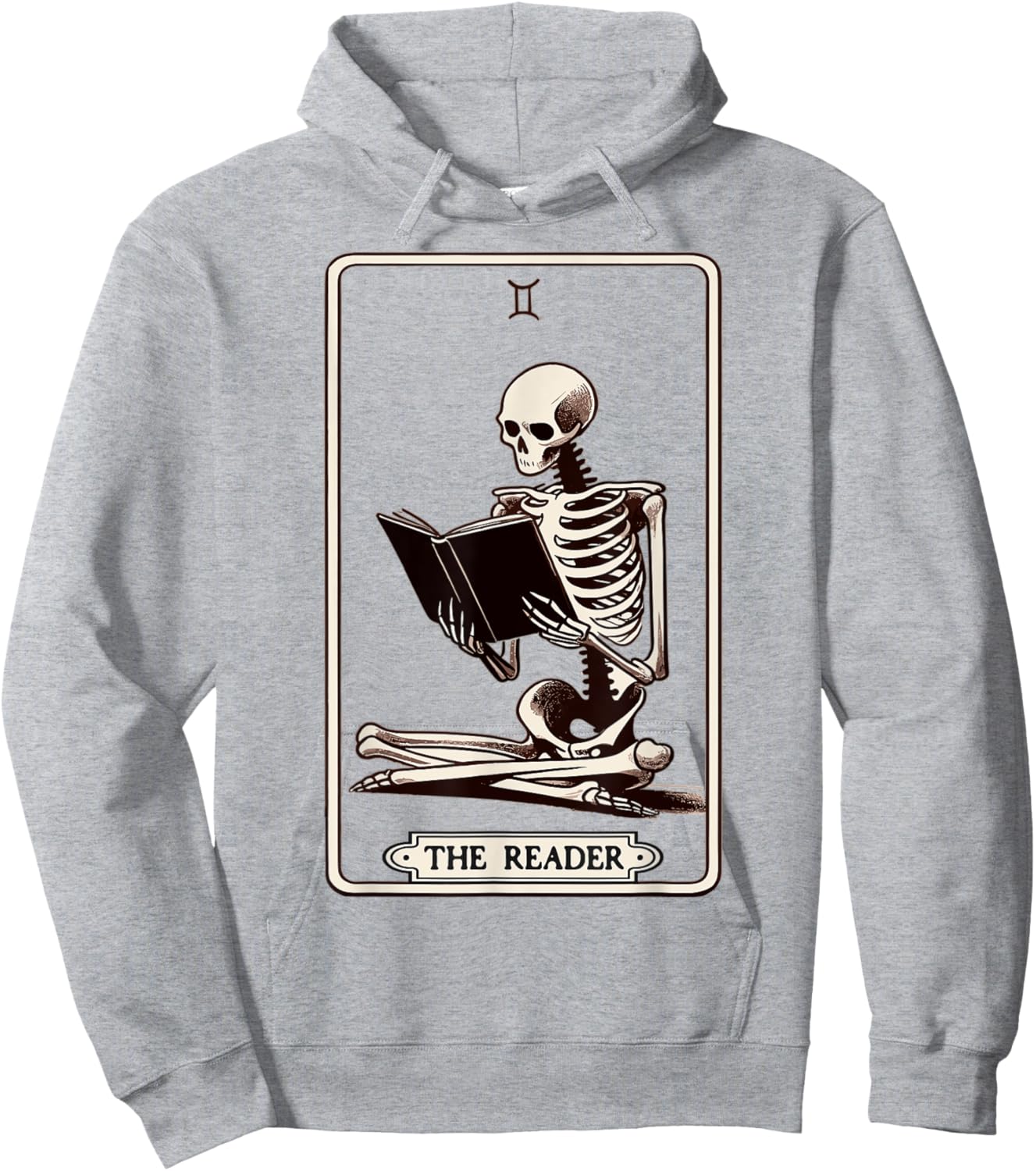 The Reader Tarot Card Funny Book Lover Skeleton Reading Book Hoodie - Hoodie | Ash