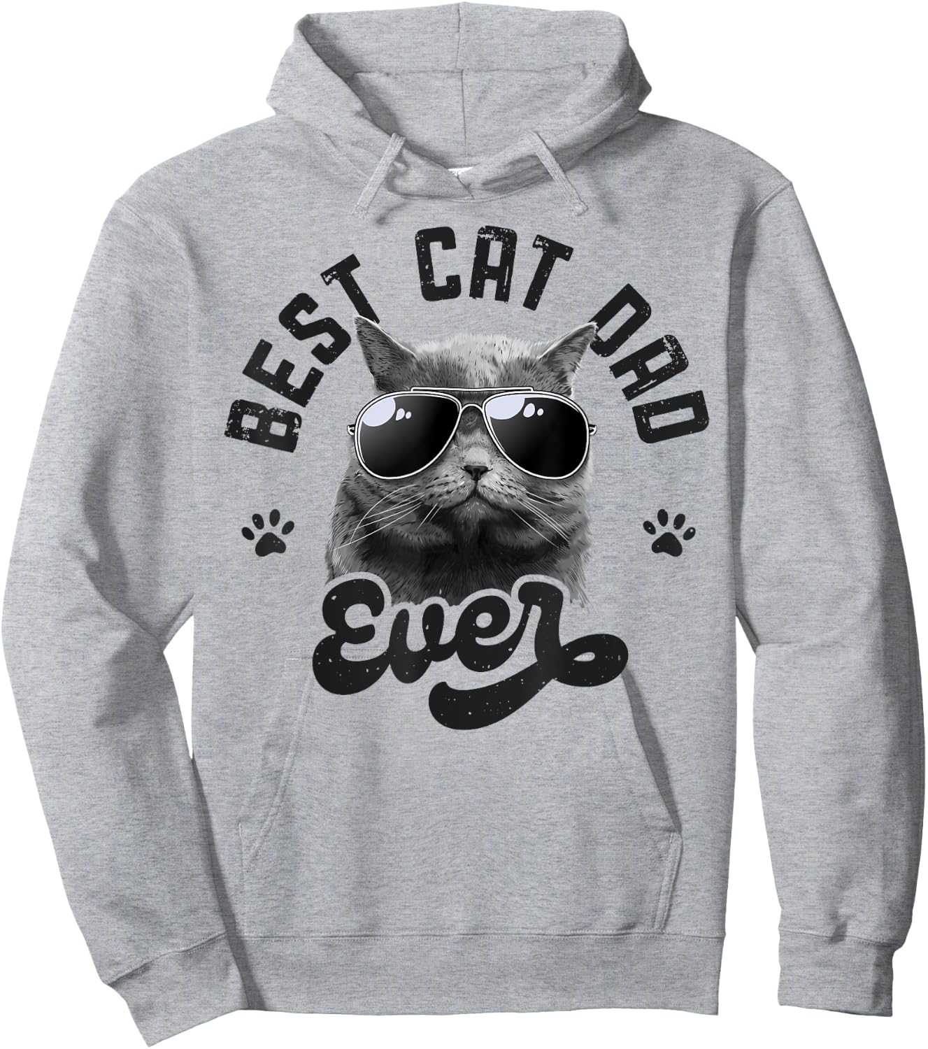 Best Cat Dad Ever Funny Daddy Father's Day Retro Vintage Men Hoodie - Hoodie | Ash
