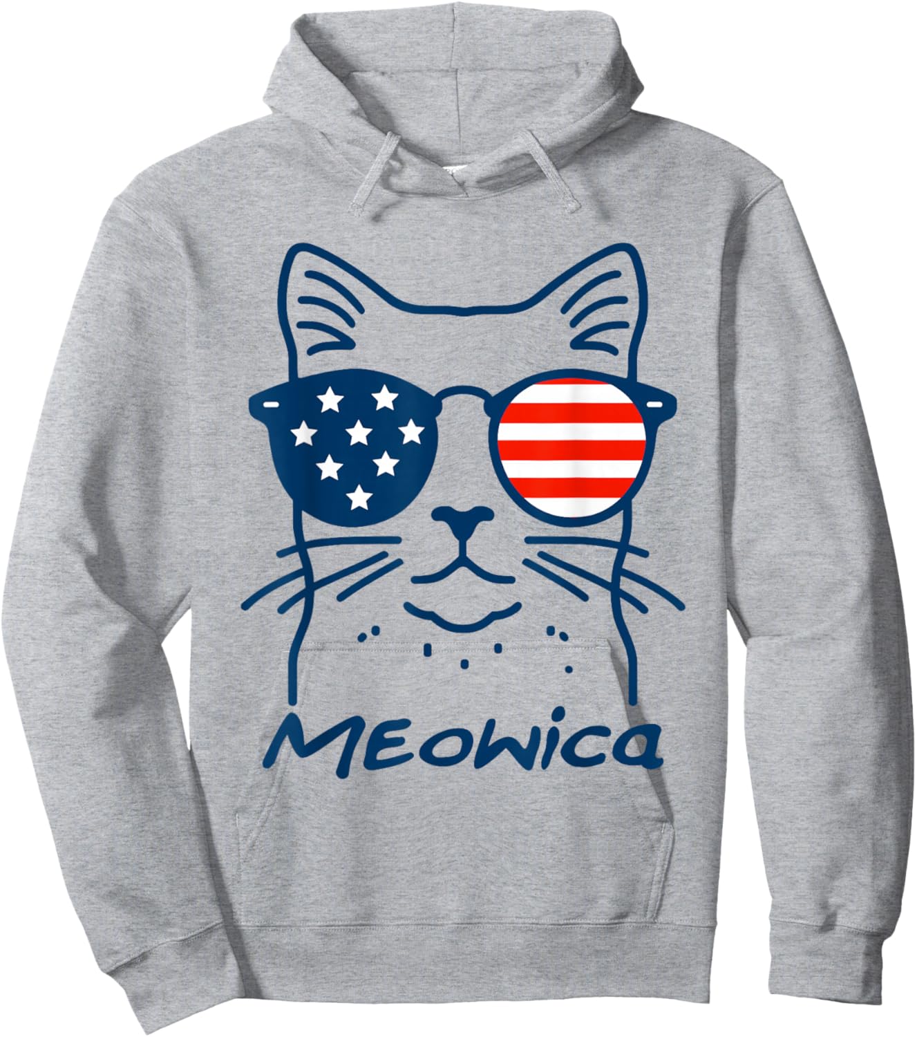 Meowica USA 'Merica Cat 4th of July Funny Patriotic Hoodie - Hoodie | Ash