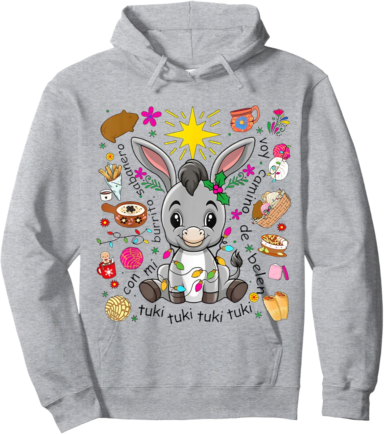 Mi Burrito Sabanero Mexican Tuki Tuki Donkey Latino Xmas Hoodie - Hoodie | Ash