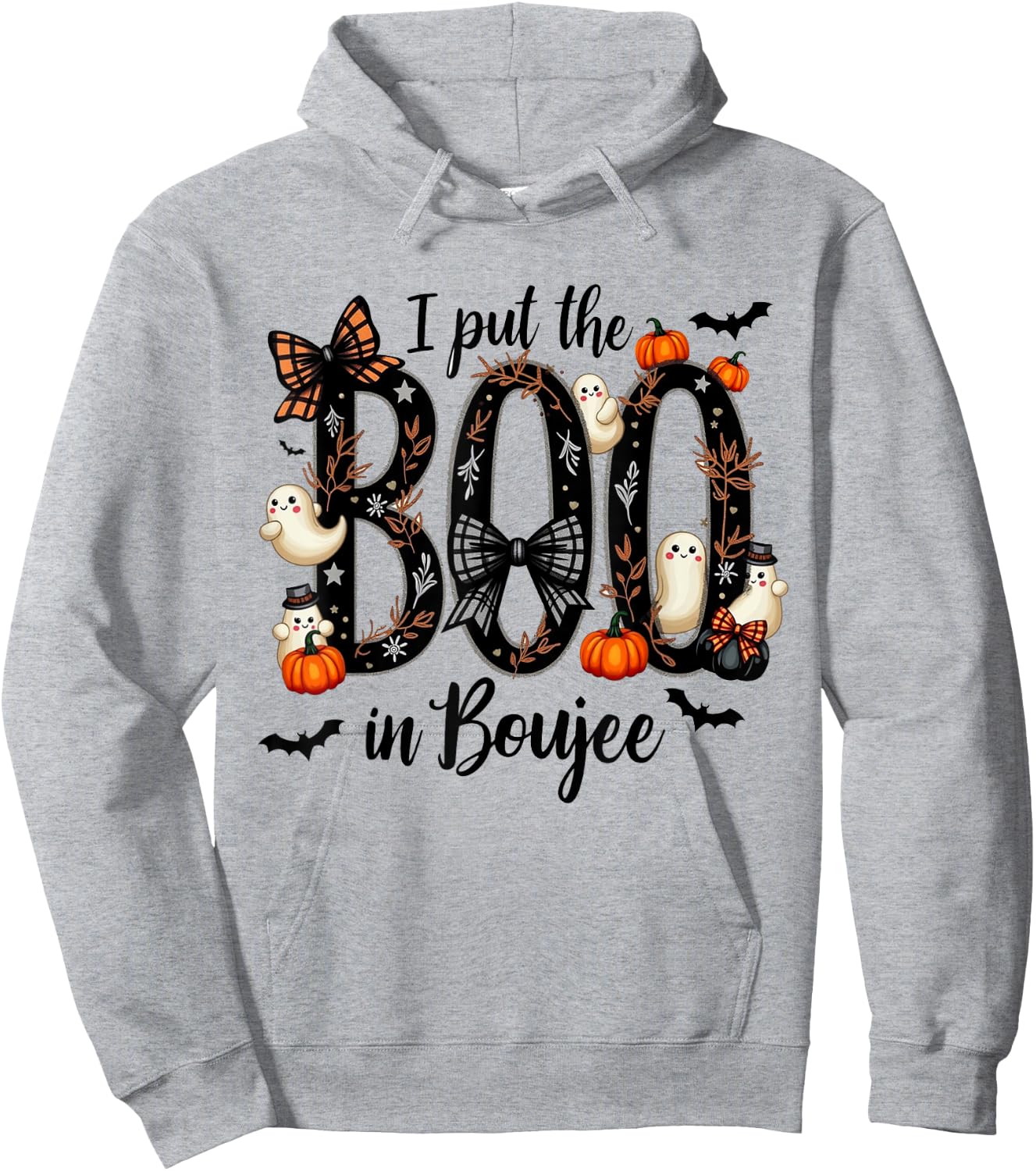 I Put the Boo in Boujee - Cute Ghost Halloween Fashion Hoodie - Hoodie | Ash