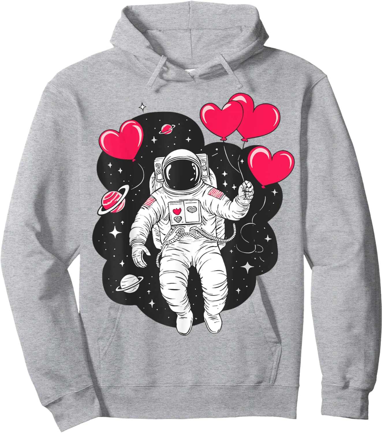 Valentines Day Space Astronaut Heart Balloons Toddler Boys Hoodie - Hoodie | Ash