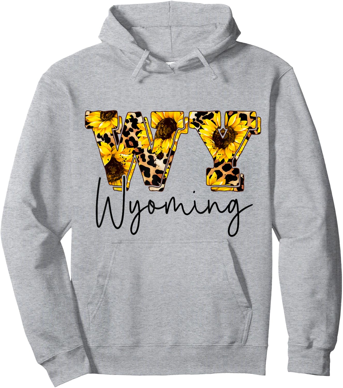 Wyoming Sunflower Leopard Print Gift Hoodie - Hoodie | Ash