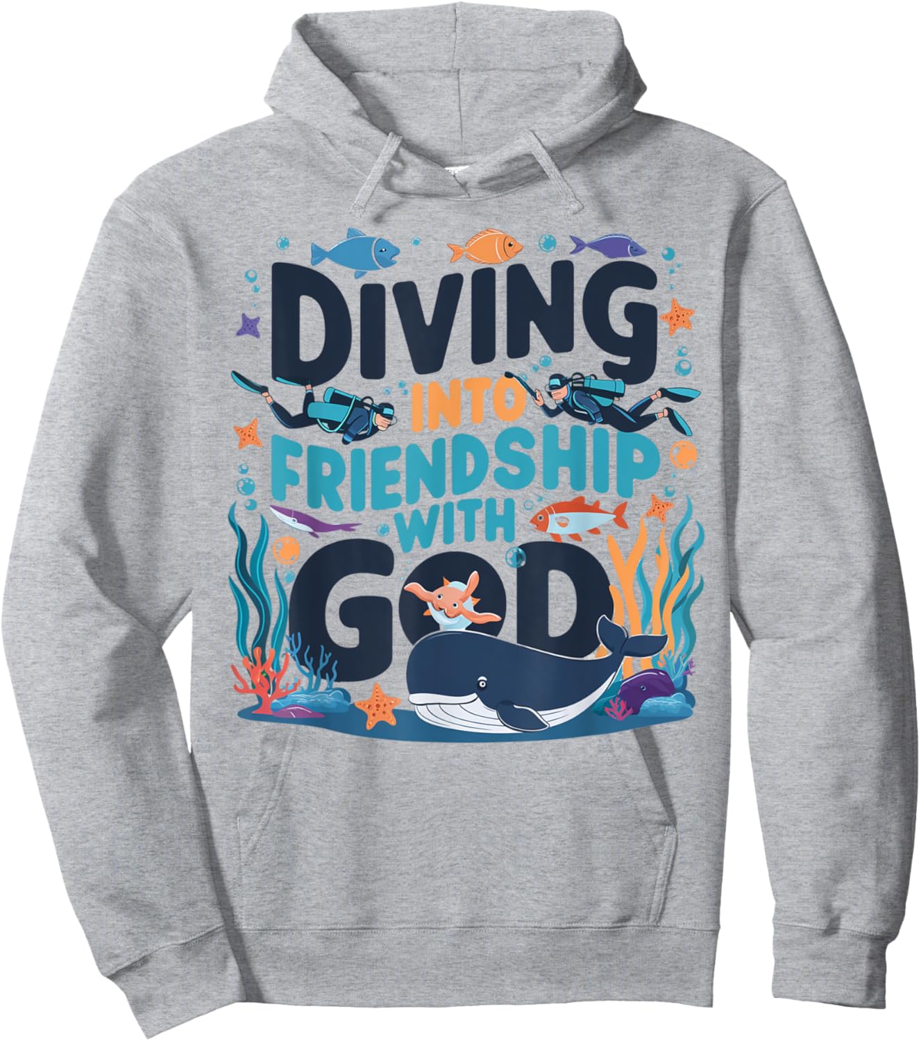 Diving Into Friendship With God Scuba VBS 2025 Christian Hoodie - Hoodie | Ash