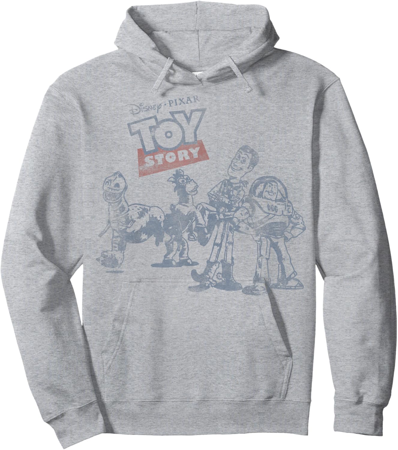 Disney Pixar Toy Story Group Shot Vintage Outlined Portrait Hoodie - Hoodie | Ash